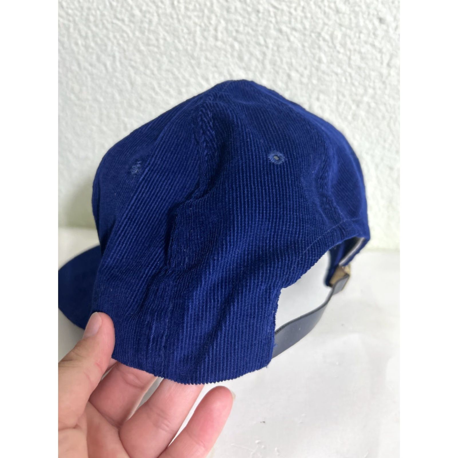 C&A VINTAGE Corduroy Strapback Tradey Hat Blue Patch Welding Works Woodland CA Size ONE SIZE - 7 Thumbnail