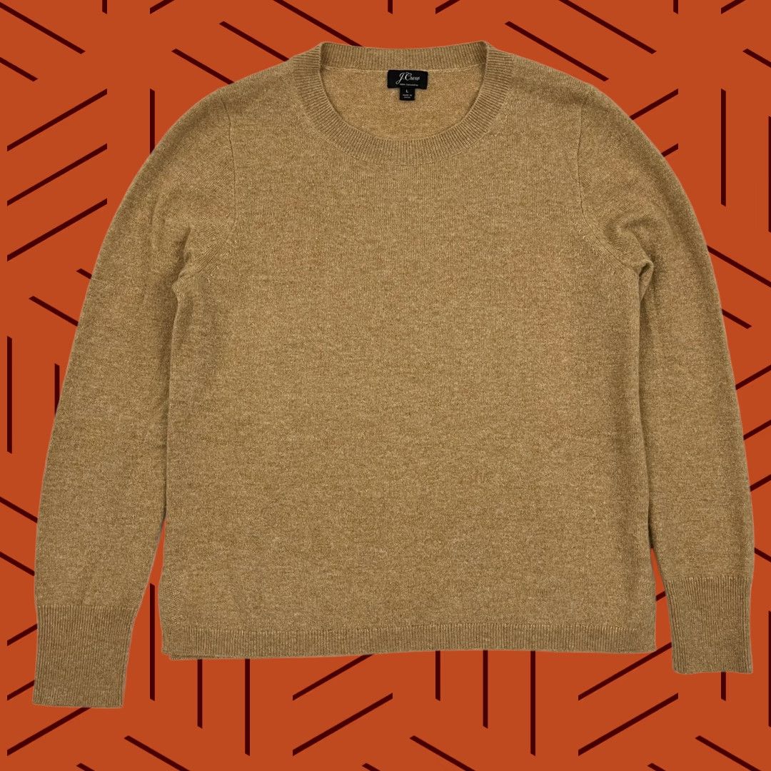 J.Crew J.CREW Cashmere Sweater Women L Brown Crew Pullover Old Money Quiet Luxury K1313 Size L / US 10 / IT 46 - 1 Thumbnail
