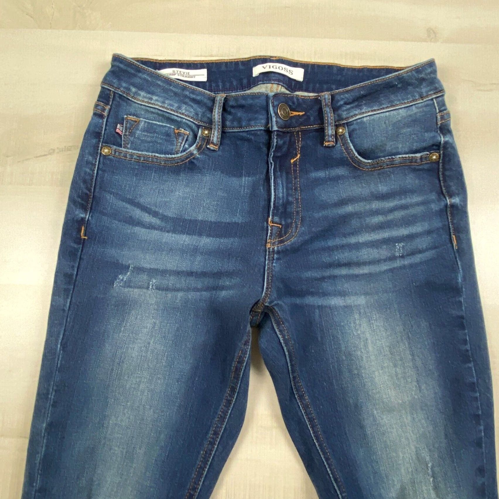 Vintage Vigoss Womens Distressed Cropped Jeans Medium Wash Blue 25 Size 42" / US 20 - 2 Thumbnail