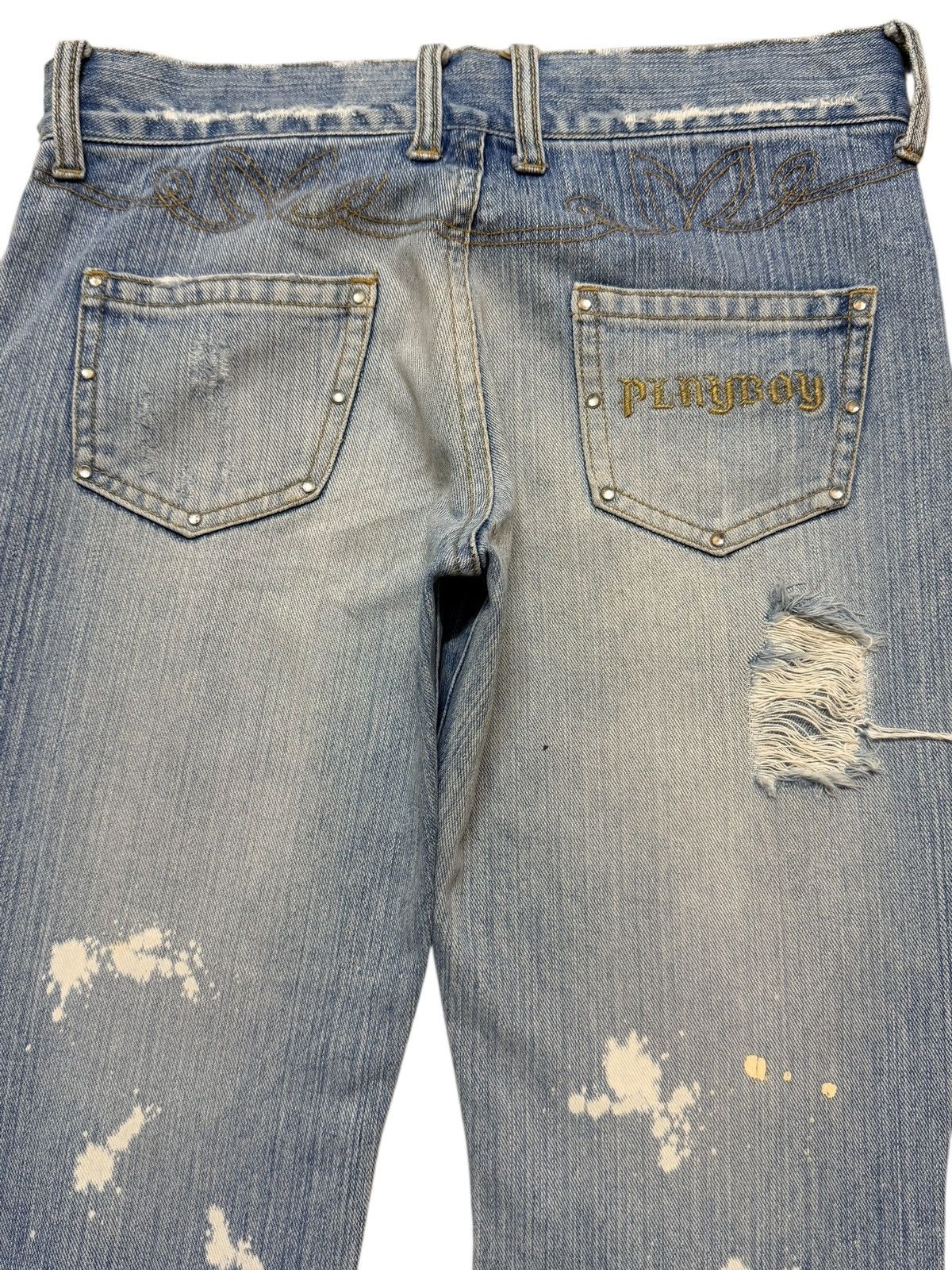 Playboy Vintage Y2K Playboy Faded Wash Paint Splatter Wide Leg Flare Size 28" / US 6 / IT 42 - 5 Thumbnail