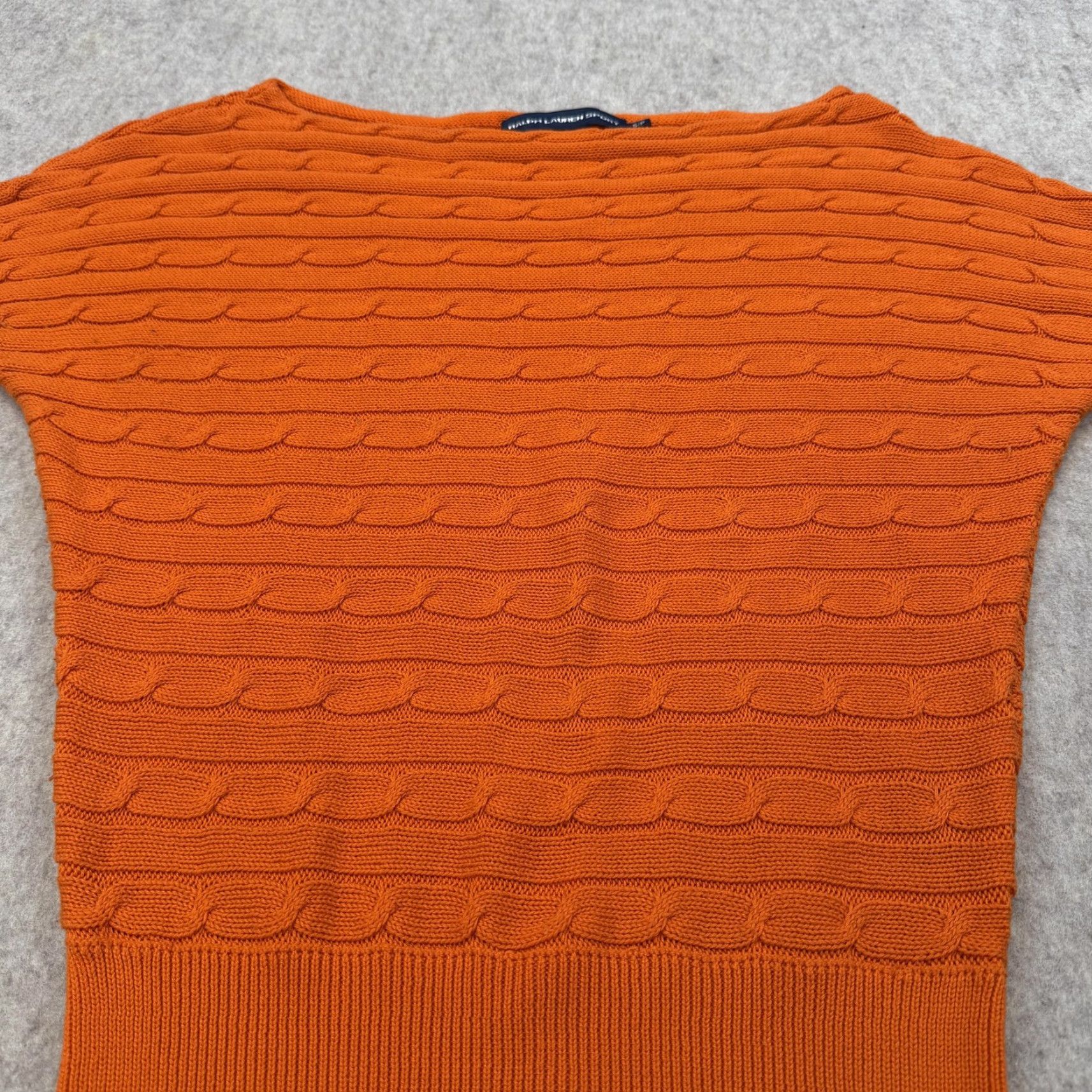 Polo Ralph Lauren Ralph Lauren Sport Sweater Womens Small Orange Short Sleeve Cable Knit Top Size S / US 4 / IT 40 - 4 Thumbnail