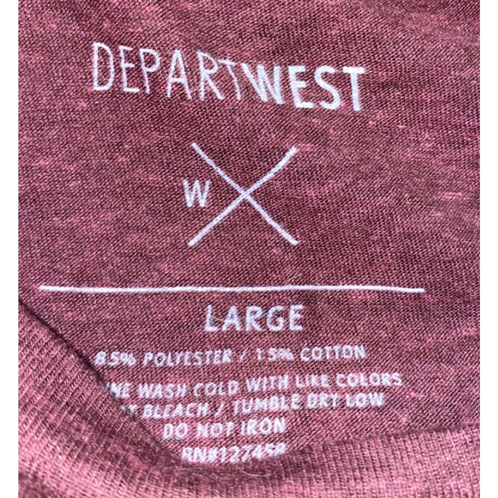 Vintage Depart West Mens Short Sleeve T-Shirt L Maroon 22 In Armpit Size Regular Solid Likely Basic Shirt Size US L / EU 52-54 / 3 - 3 Thumbnail