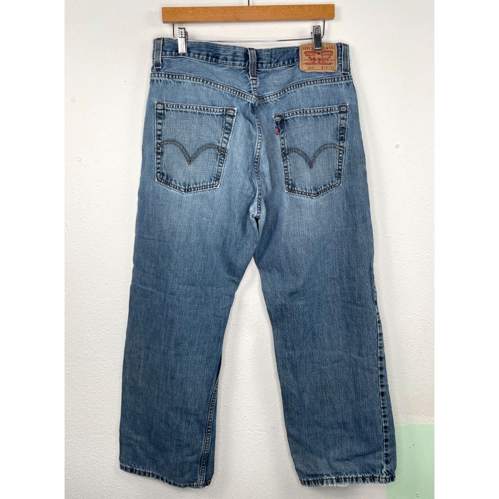 Levi's VINTAGE Levi's 569 Jeans Men Wide Classic Straight Denim Blue 34x28 100% Cotton Regular Inseam 28" Rise High Size US 34 / EU 50 - 8 Thumbnail