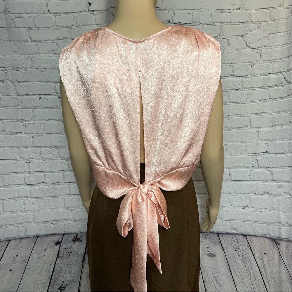 Other NWT New Ro & De Satin Open Back With Tie Sleeveless Peach T Size M / US 6-8 / IT 42-44 - 4 Thumbnail