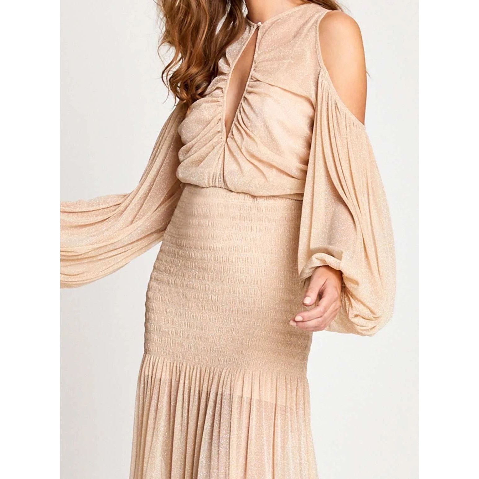Alice McCall Alice McCall Spell Gown Maxi Dress nude metallic mesh Size 4 Size S / US 4 / IT 40 - 3 Thumbnail