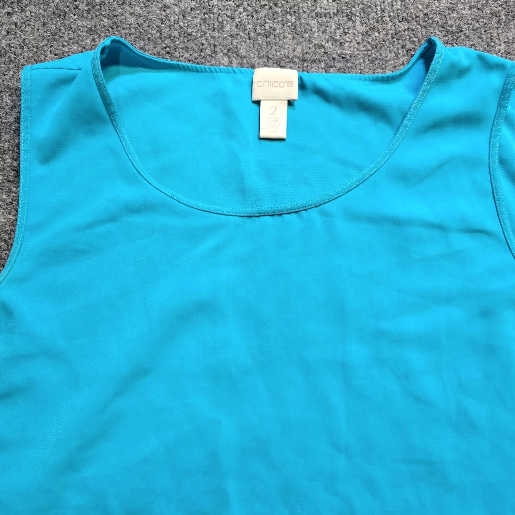 Vintage Chicos Tank Top Womens Size Large Blue Round Neck Sleeveless Layer Career Casual Size L / US 10 / IT 46 - 2 Thumbnail