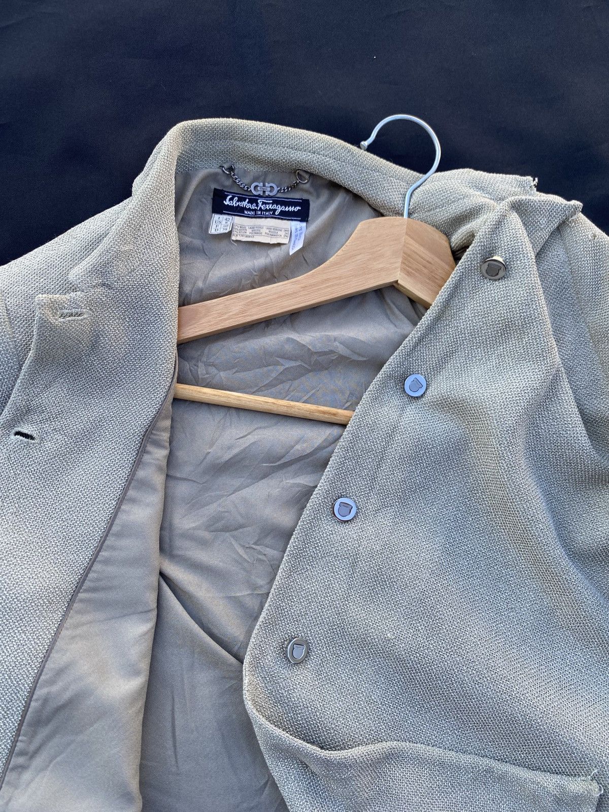 Salvatore Ferragamo Vintage 90s Salvatore Ferragamo Classic Collar Wool Coat Size 34R - 8 Thumbnail
