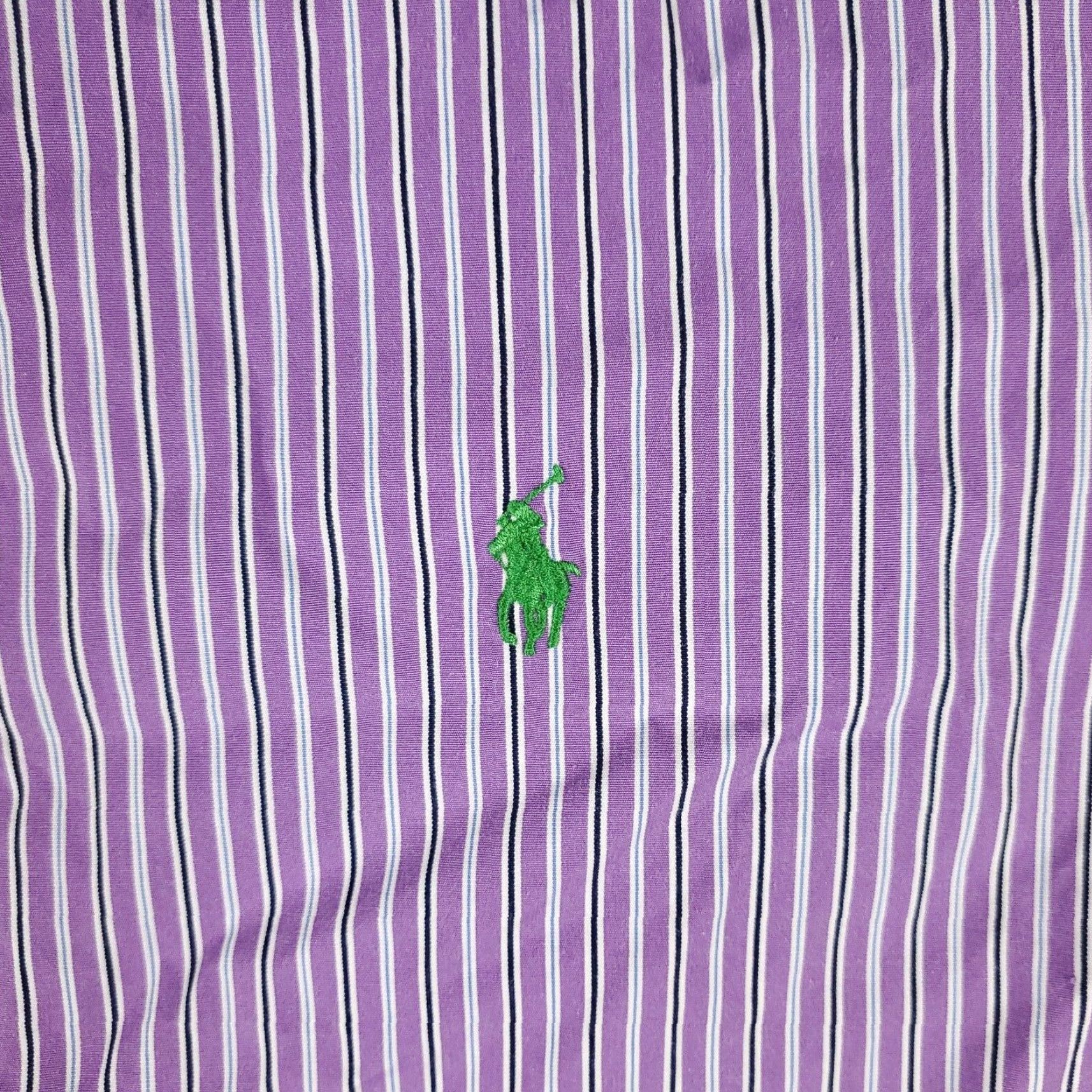 Ralph Lauren VINTAGE Ralph Lauren Dress Shirt Mens Size 16.5 Long Sleeve Purple Striped Cotton Business Casual Formal Size 42R - 2 Thumbnail