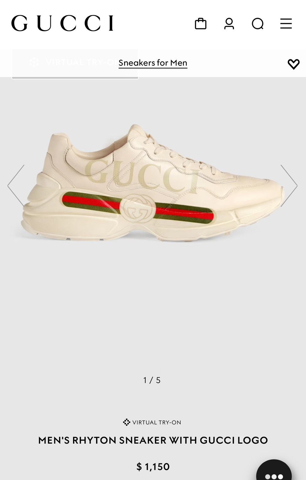 Gucci Gucci Rython GG ‘Gucci Logo’ Sneaker Size US 11 / EU 44 - 2 Thumbnail