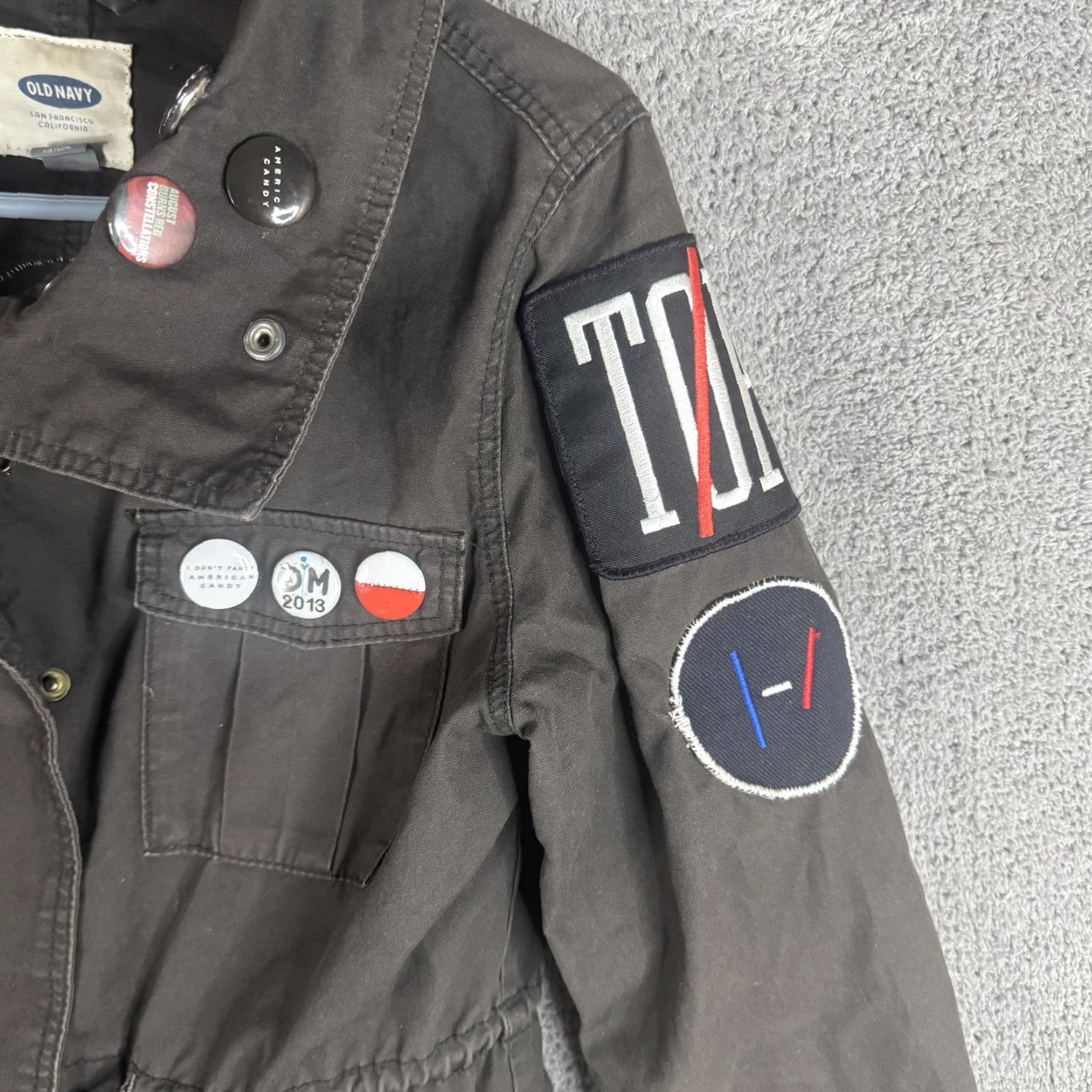 Old Navy Old Navy Jacket Womens Small Black Military Full Zip Band Punk Patches Pins Size S / US 4 / IT 40 - 5 Thumbnail