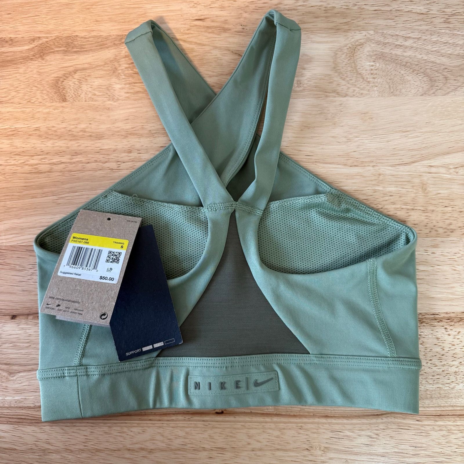 Nike Training Swoosh Wrap Support Sports Bra Size S New NWT in Green, Women's