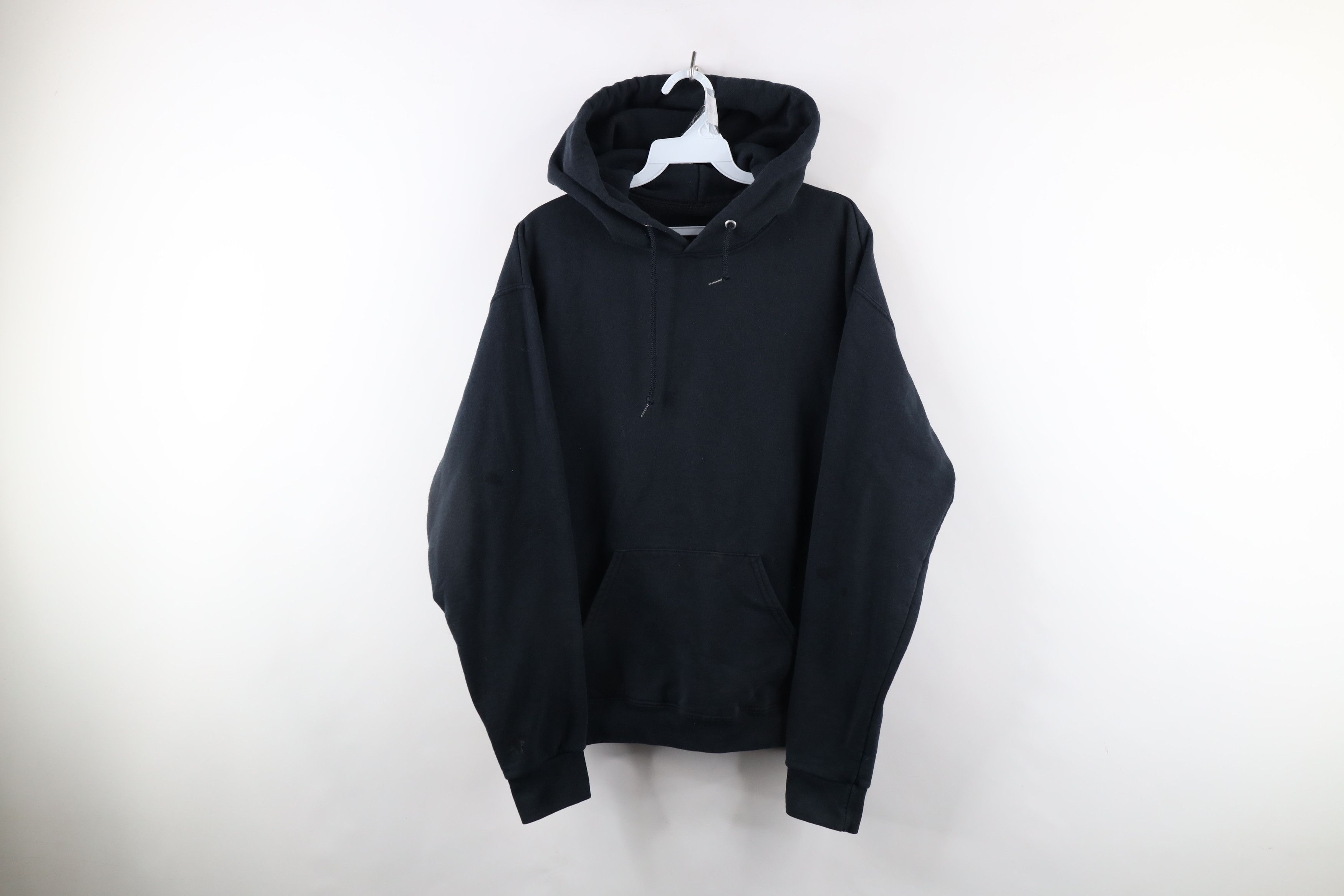 Vintage Vintage 90s Streetwear Blank Hoodie Sweatshirt Black Size US M / EU 48-50 / 2 - 1 Thumbnail
