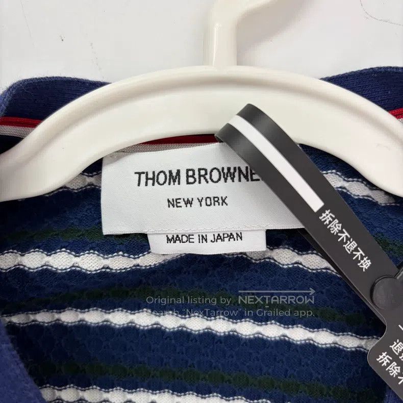 Thom Browne Thom Browne Blue-Green-White Striped Knit Open-Cardigan Size US S / EU 44-46 / 1 - 3 Thumbnail