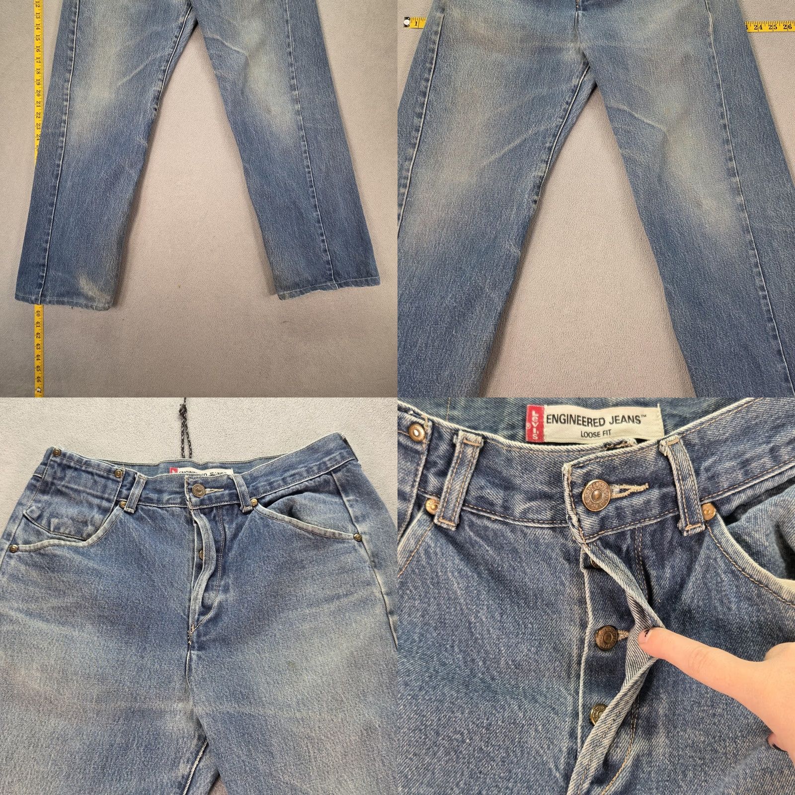 Levi's VTG Levi's Engineered Jeans Mens Light Wash Straight 29x28 Distressed Pockets Vintage Denim Button Fits 29 Mens Clothing Jeans Size US 29 - 8 Thumbnail