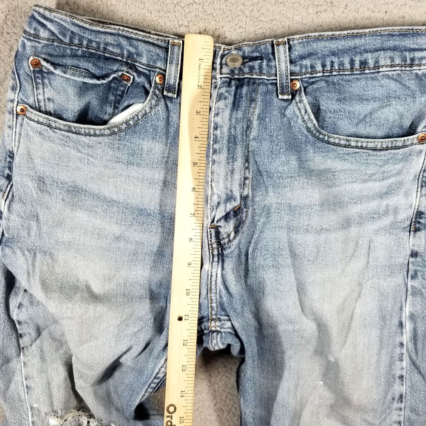 Levi's Levi's 505 Jeans Mens 34x30 Blue Light Wash Distressed Straight Leg Modern Size US 34 / EU 50 - 6 Thumbnail
