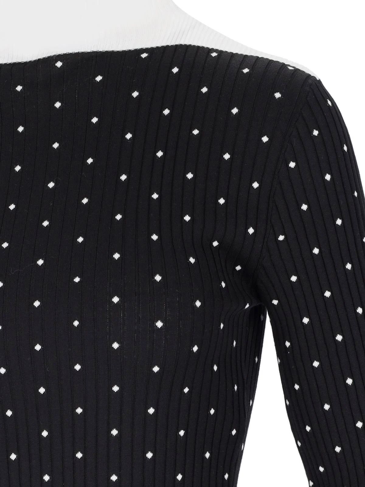 Marni o1w1db10824 Hi-neck Polka Dot Sweater in White Black Size L / US 10 / IT 46 - 3 Thumbnail