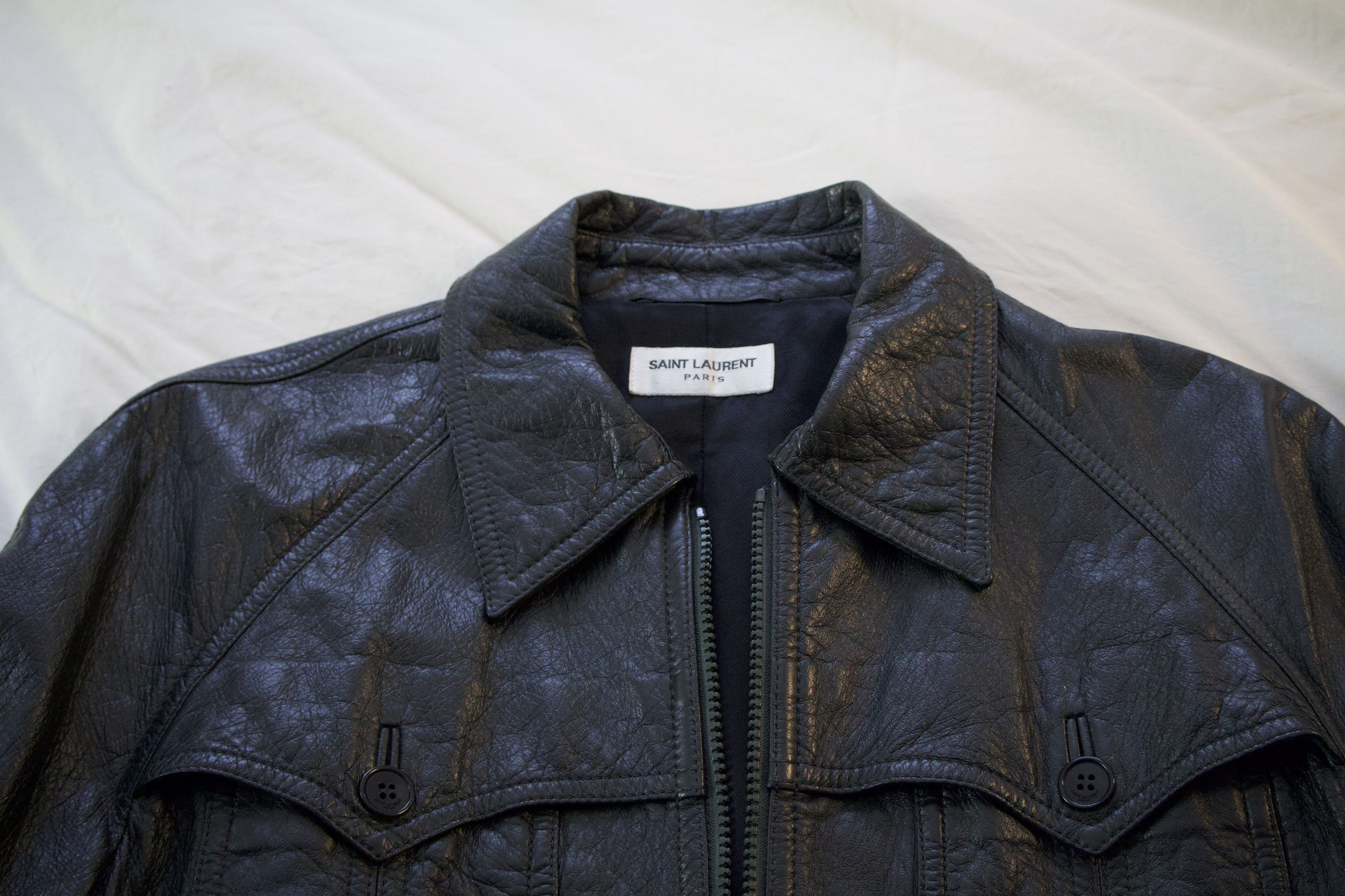 Yves Saint Laurent ULTRA RARE YSL DARK GREEN LEATHER JKT Size US M / EU 48-50 / 2 - 4 Thumbnail