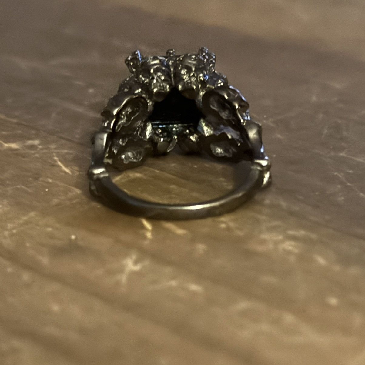 Other Gothic dark silver tone black princess cut skull ring Size ONE SIZE - 5 Thumbnail