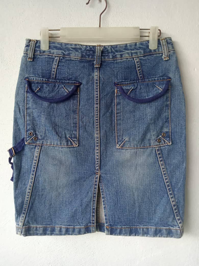 Seditionaries Japanese Brand Distressed Bondage Cargo Skirt Denim Size 28" / US 6 / IT 42 - 5 Thumbnail