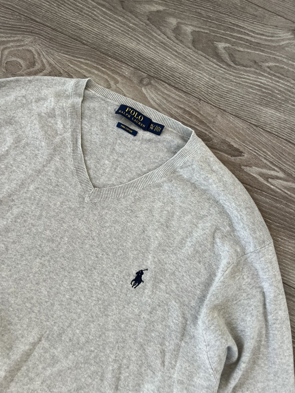 Designer ‼️POLO RALPH LAUREN KNIT LOGO PIMA COTTON V NECK SWEATER‼️ Size US XL / EU 56 / 4 - 7 Thumbnail
