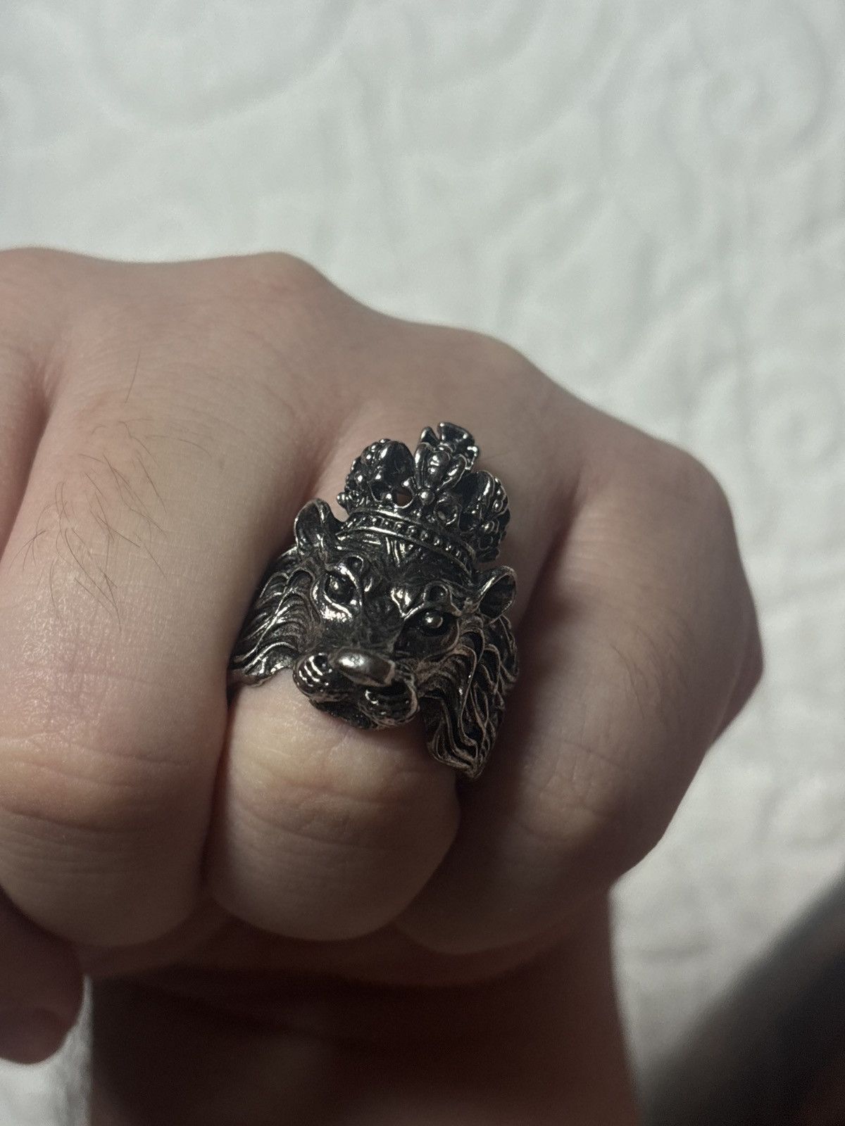 Vintage Lion gunmetal black stainless steel ring Size ONE SIZE - 2 Thumbnail