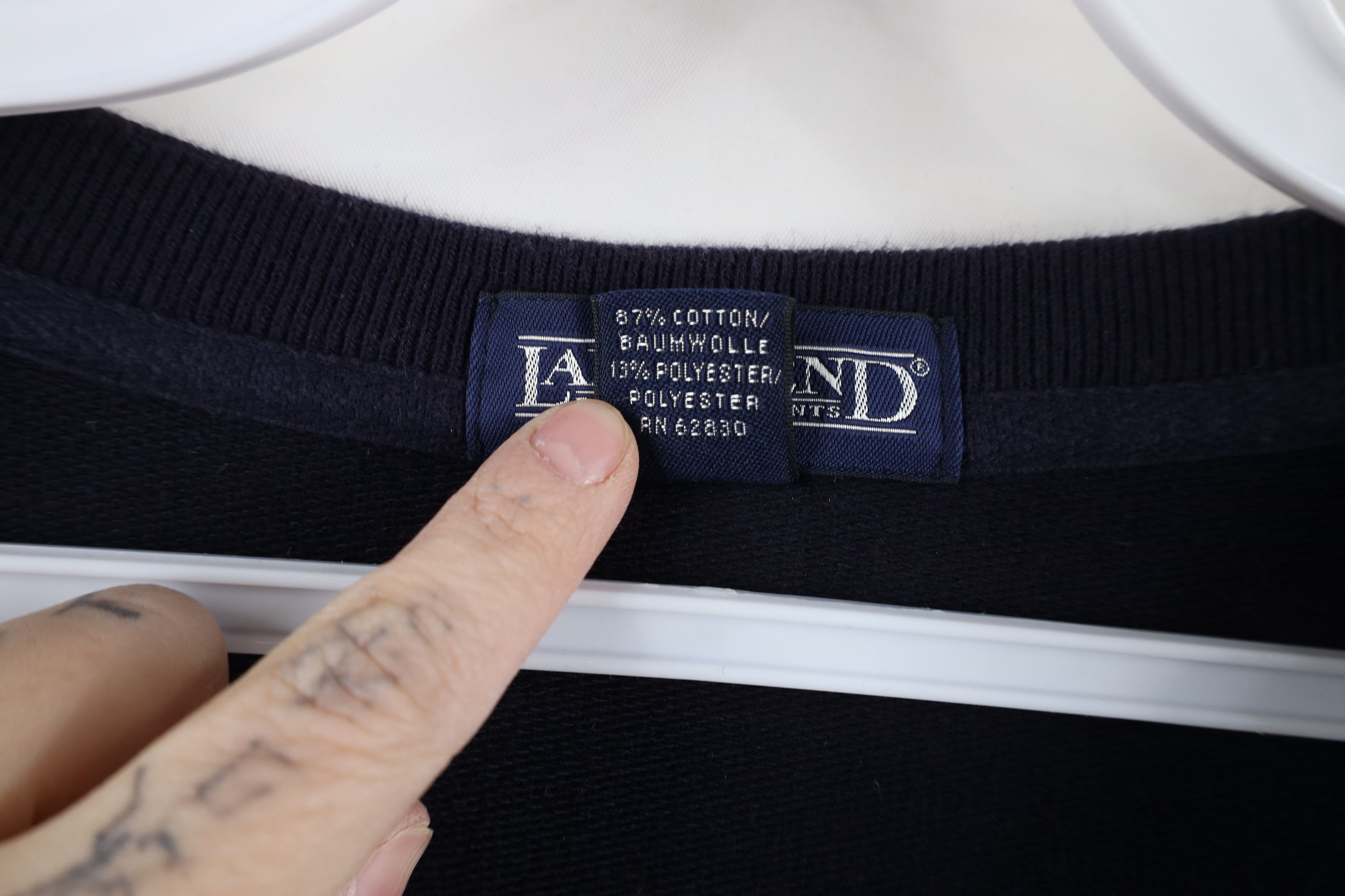 Lands' End × Vintage Vintage 90s Lands End Cotton Knit V-Neck Sweater Navy Blue Size US XL / EU 56 / 4 - 6 Thumbnail