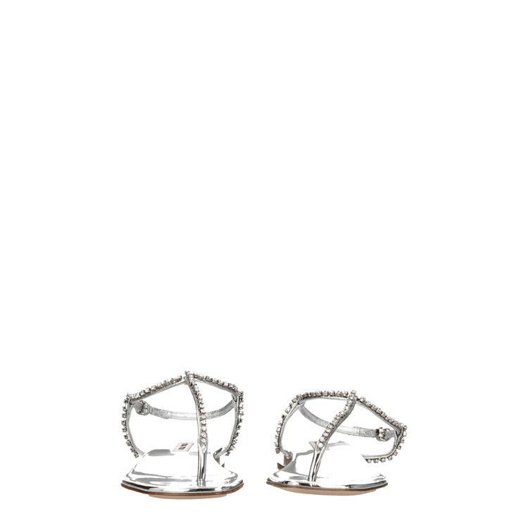 Miu Miu ob1o1e1124 Leather Flip Flops in Silver Size US 6.5 / IT 36.5 - 3 Thumbnail