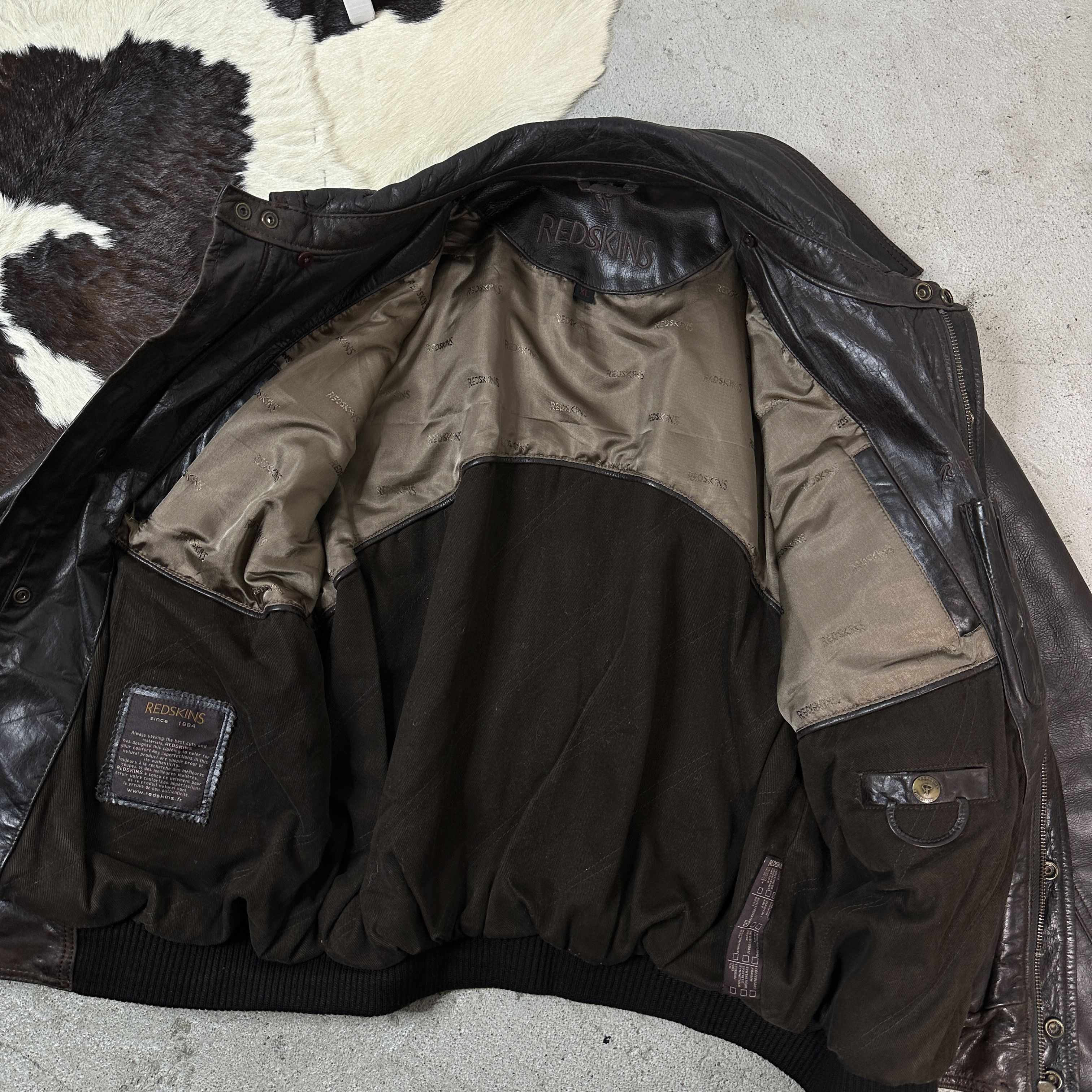 NFL × Vintage Vintage Redskins Bomber Leather Jacket Size US XL / EU 56 / 4 - 5 Thumbnail