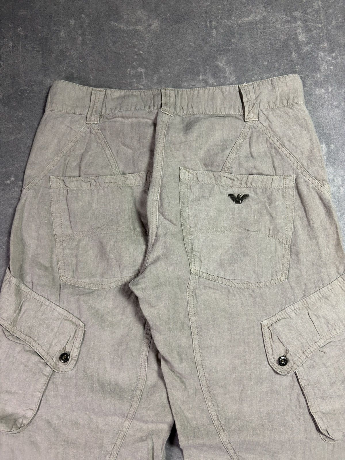 Armani 00s Armani Jeans Linen Flared Wide Leg Assymetrical Pants 32 Size US 32 / EU 48 - 14 Thumbnail