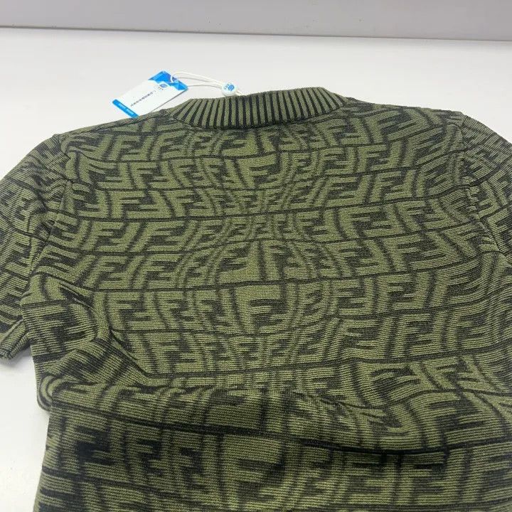 Fendi Fendi Green Logo Print Midi Dress -2508 Size 22" - 6 Thumbnail