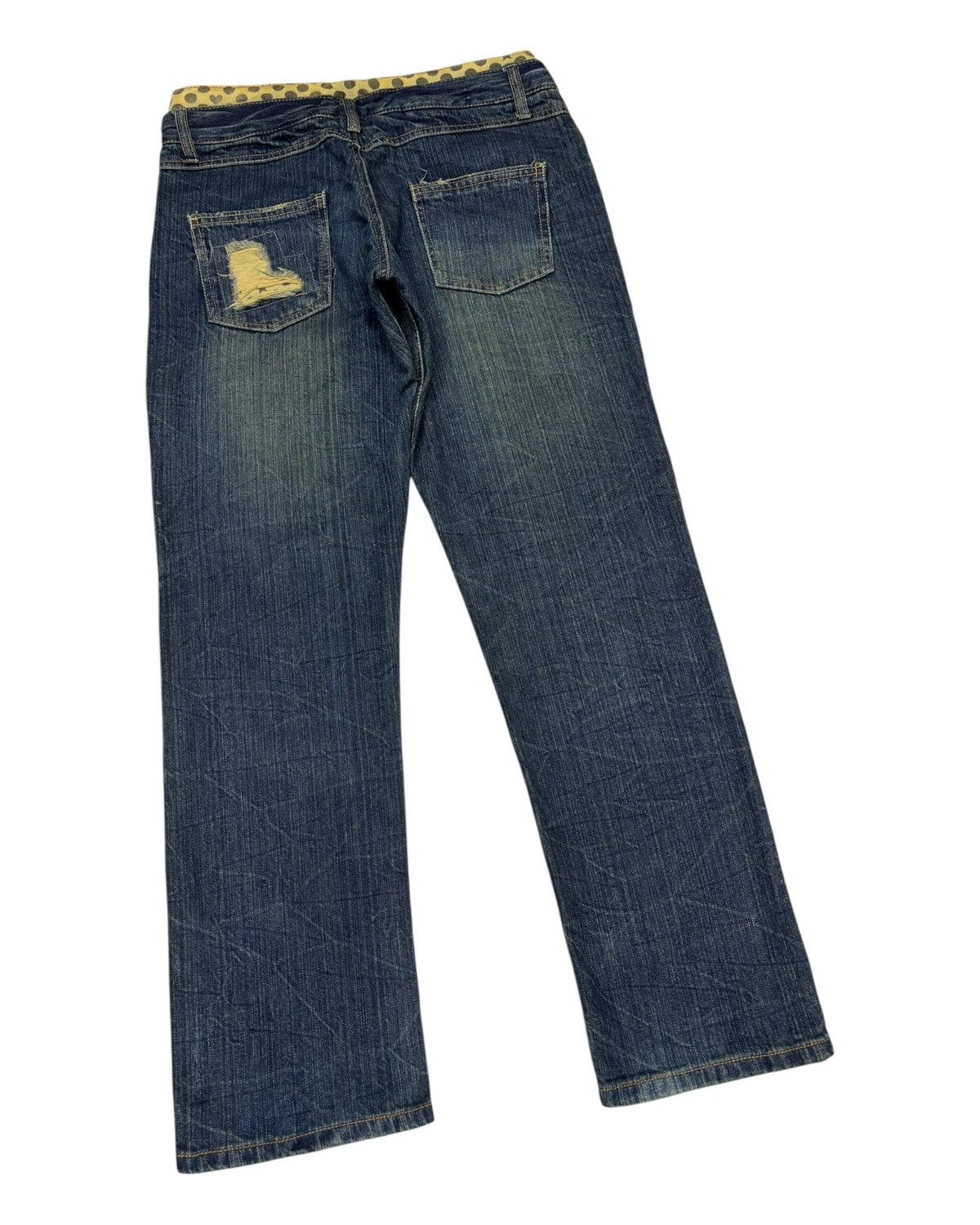 If Six Was Nine Vintage Double Waist Polkadot Mud Wash Distressed Denim Jean Size US 30 / EU 46 - 4 Thumbnail