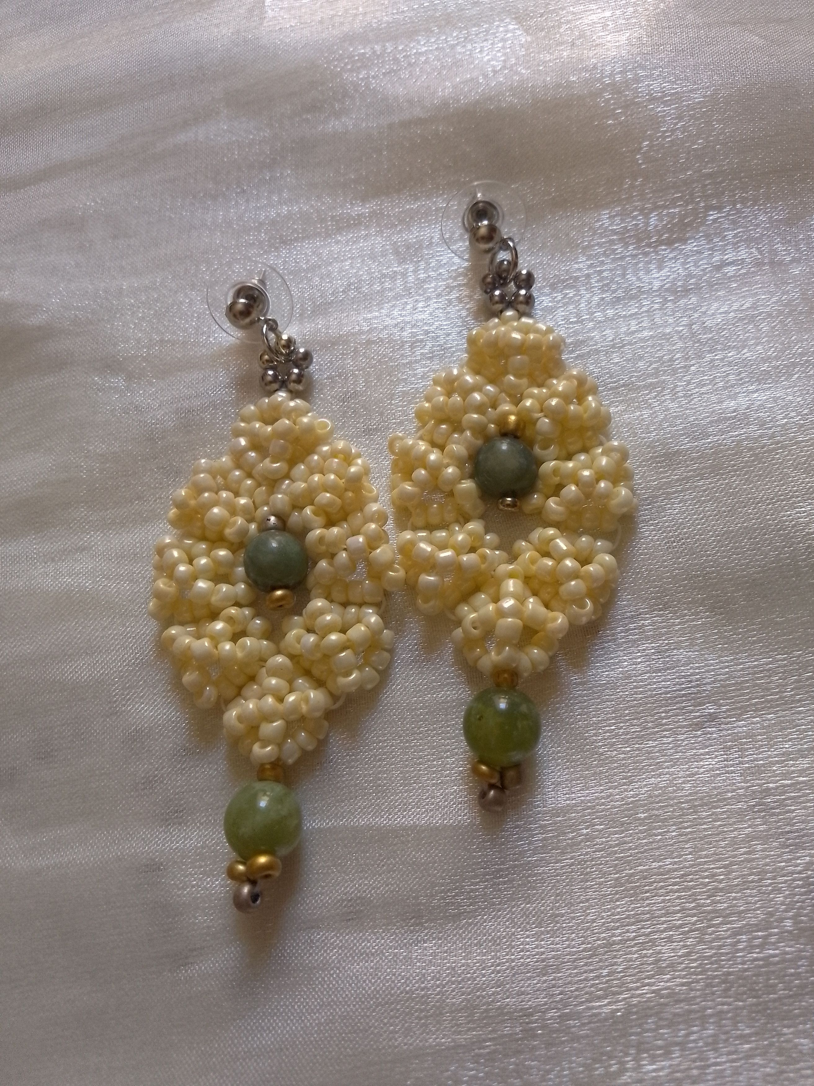 Handmade Dangling earrings handcrafted with natural Green jade Size ONE SIZE - 8 Thumbnail
