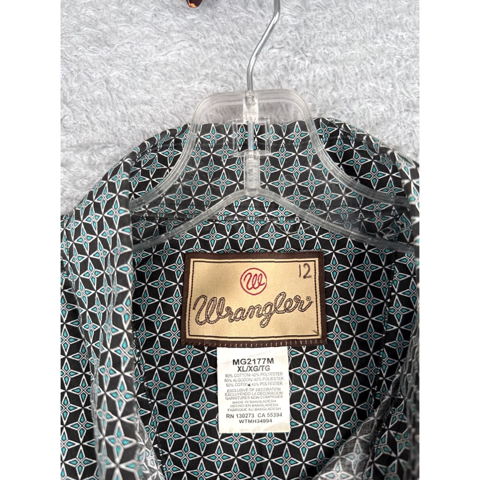 Wrangler Wrangler Shirt Men Button-Up Western Cotton Blend Long Sleeve Blue Size US L / EU 52-54 / 3 - 7 Thumbnail