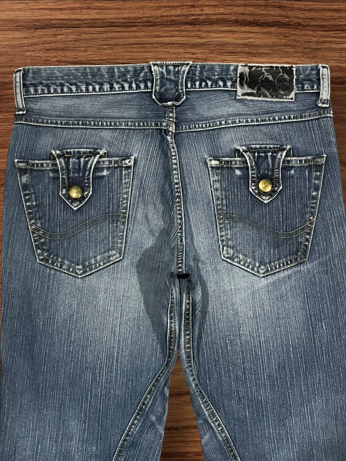 Number (N)ine ⚡️Flare⚡️Vintage Lee Riders Double Button Blue Frayed Leg Jean Size US 34 / EU 50 - 8 Thumbnail