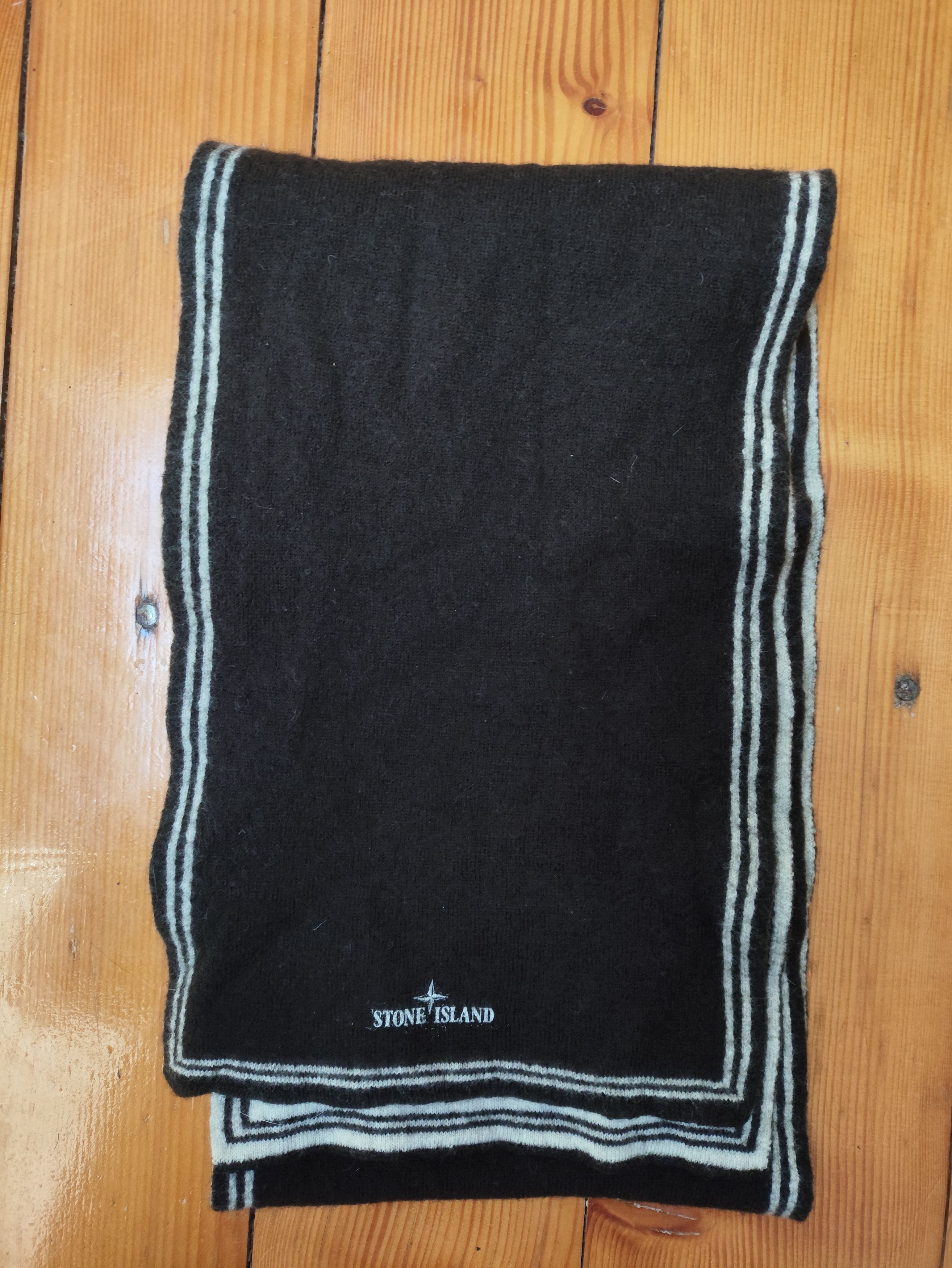 Stone Island × Vintage Vintage wool scarf two toned Black and white stone island Size ONE SIZE - 4 Thumbnail