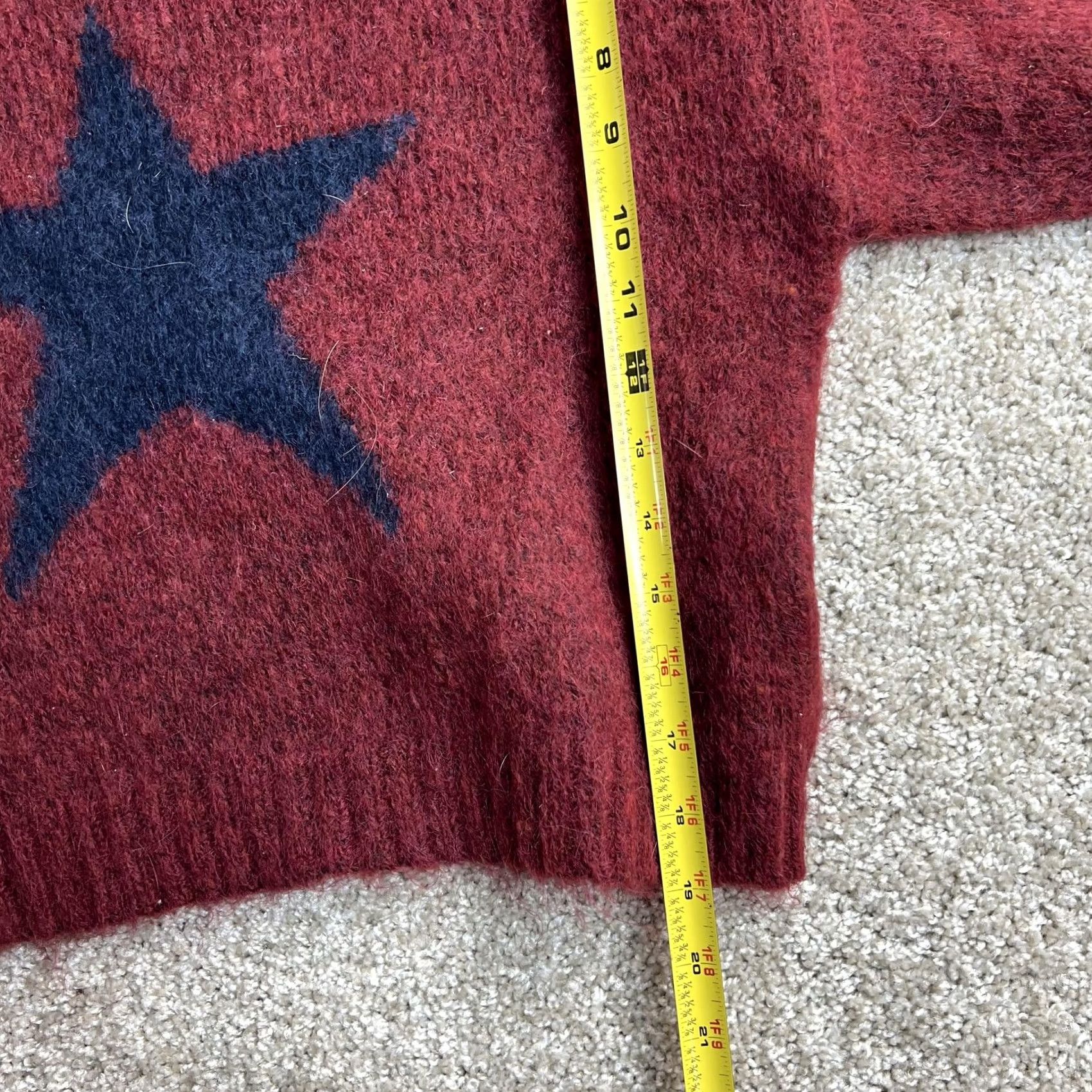Vintage BP. Sweater Juniors M Red Star Graphic Fuzzy Cropped Knit Pullover Size M / US 6-8 / IT 42-44 - 6 Thumbnail