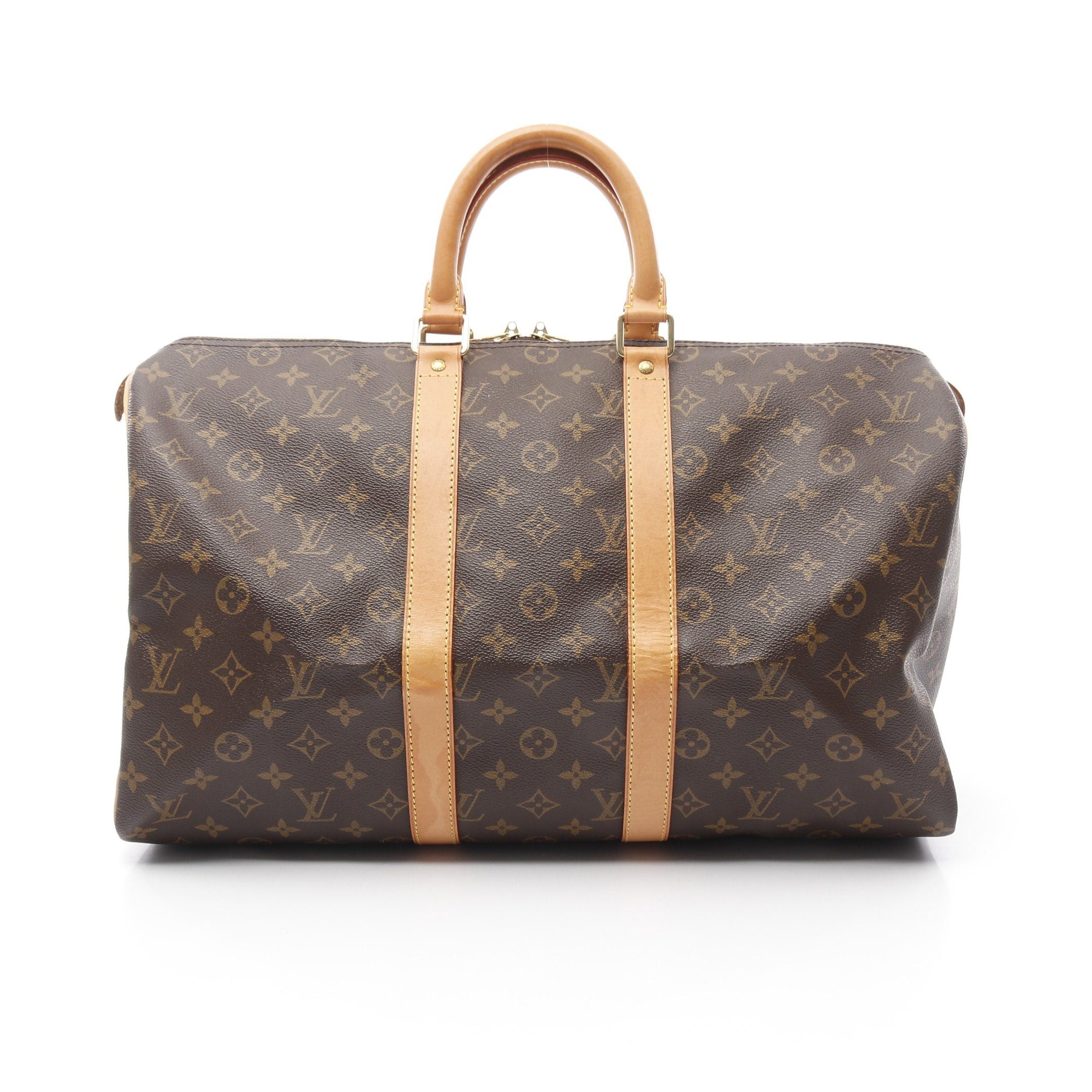 Louis Vuitton Louis Vuitton Keepall 45 Monogram Boston Bag Leather Brown Size ONE SIZE - 1 Thumbnail