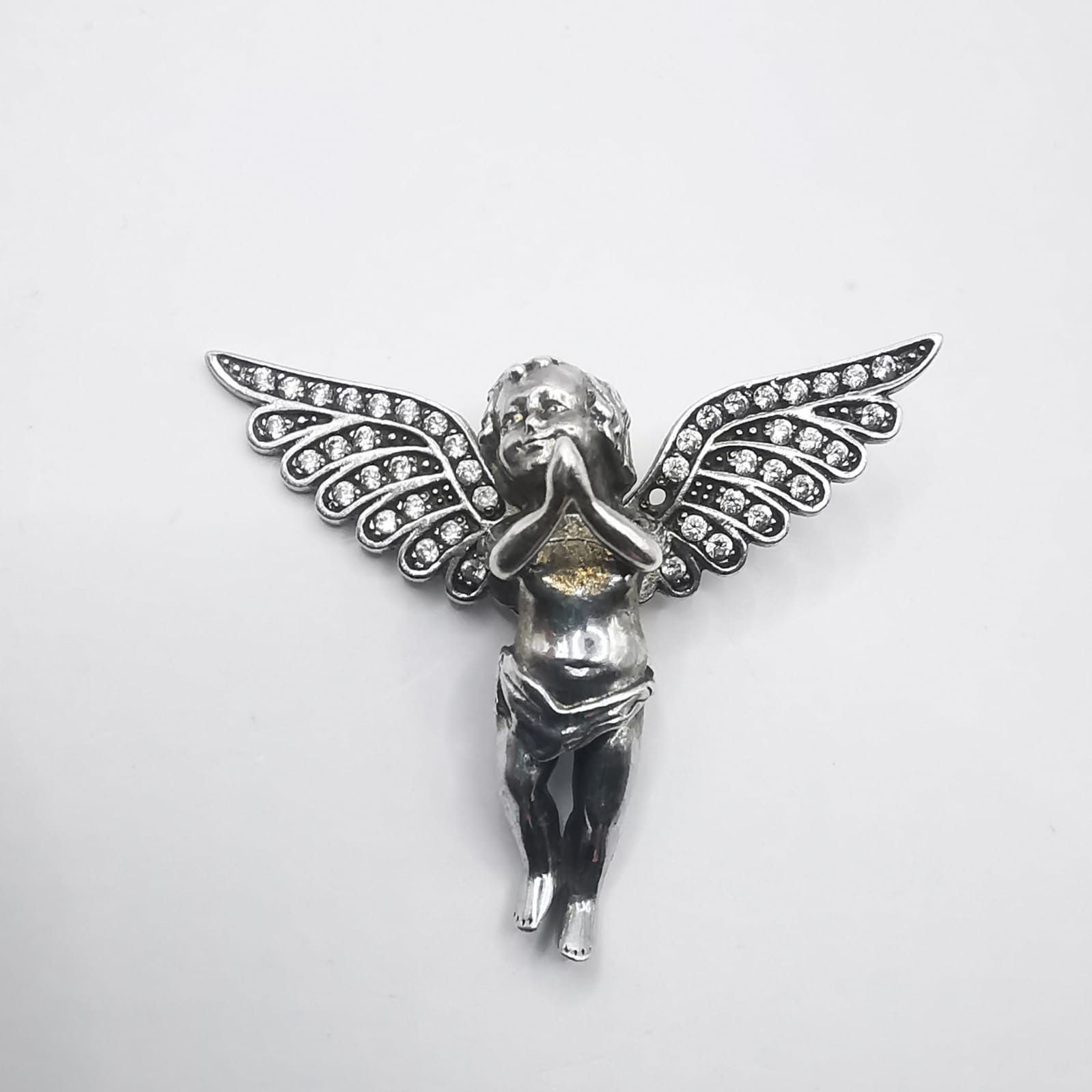 Sterling Silver Vintage Angel Pendant 925 Sterling Silver,Jewelry,Zirconium Size ONE SIZE - 2 Thumbnail