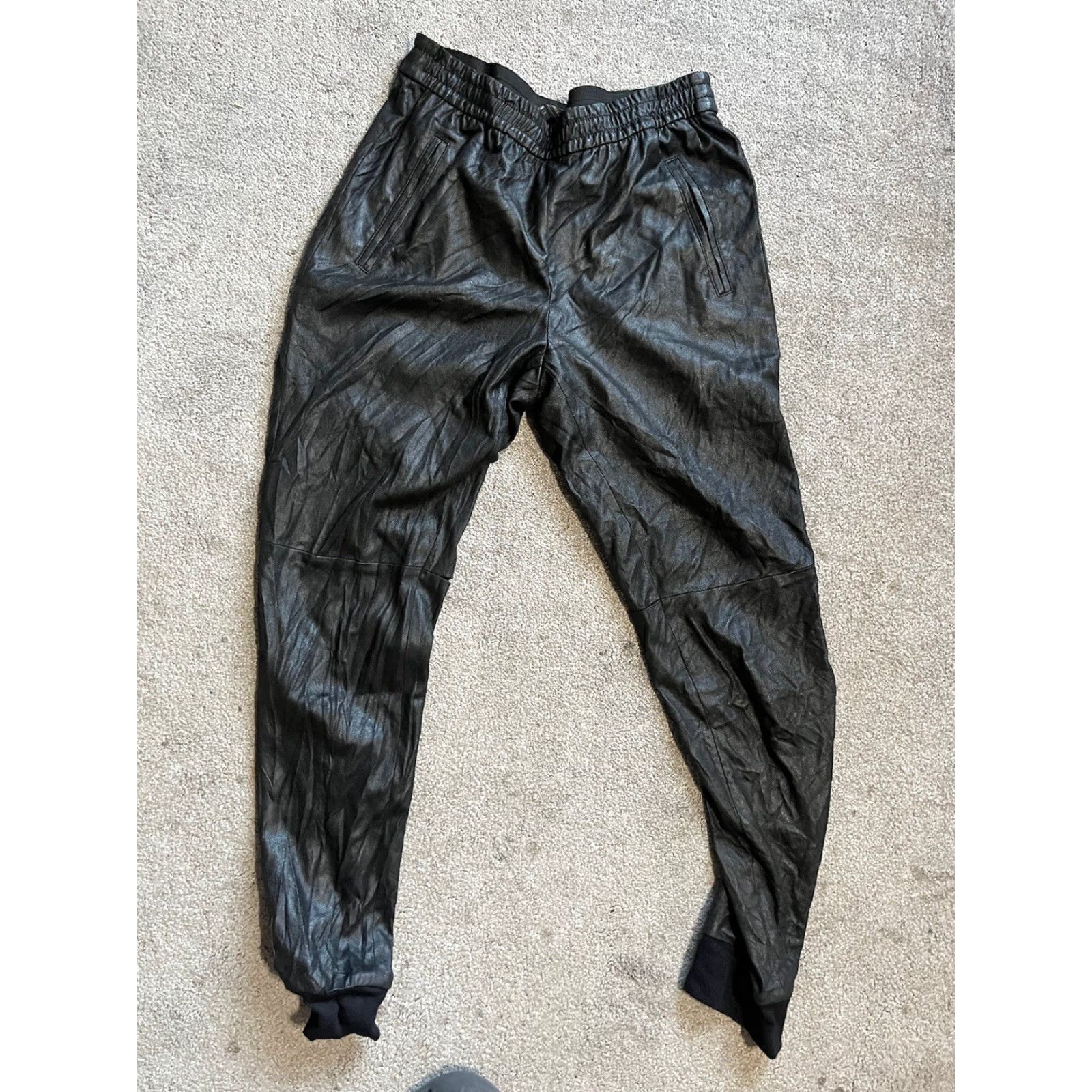 Bcbgmaxazria BCBGMAXAZRIA Pants Womens XS Black Faux Leather Pull On Joggers Sweatpants - Casual Size 26" / US 2 / IT 38 - 2 Thumbnail