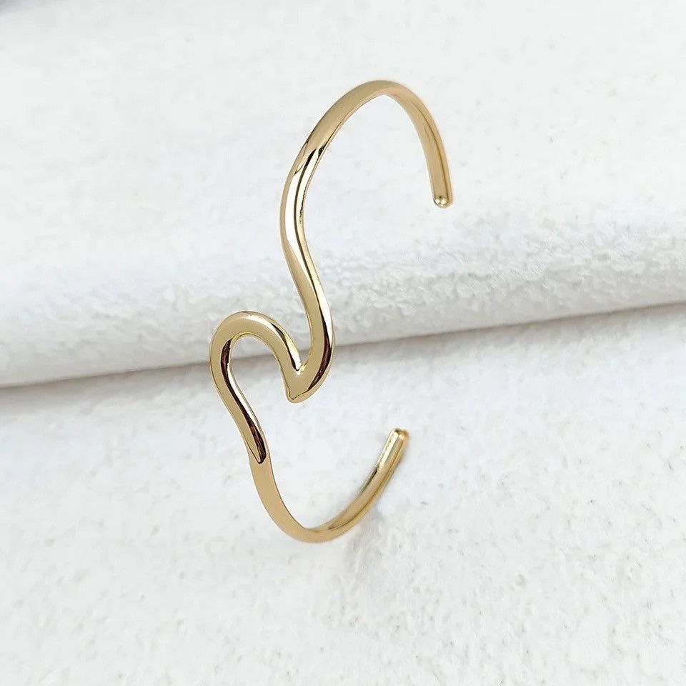 Jewelry Simple Wave Twist Bangle Bracelet Size ONE SIZE - 3 Thumbnail