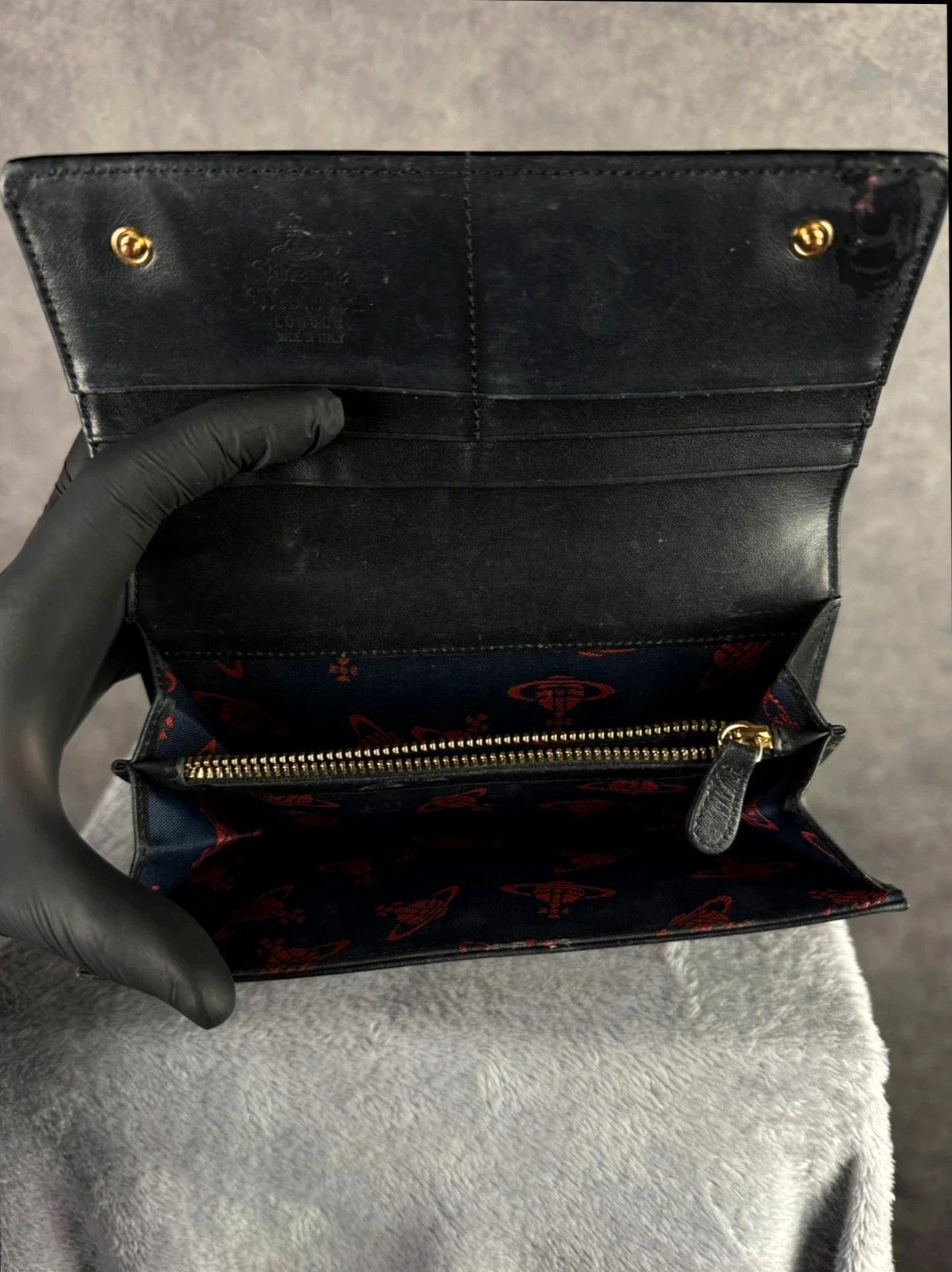 Vivienne Westwood Vivienne Westwood Patent Leather Wallet Gold Logo Size ONE SIZE - 9 Thumbnail