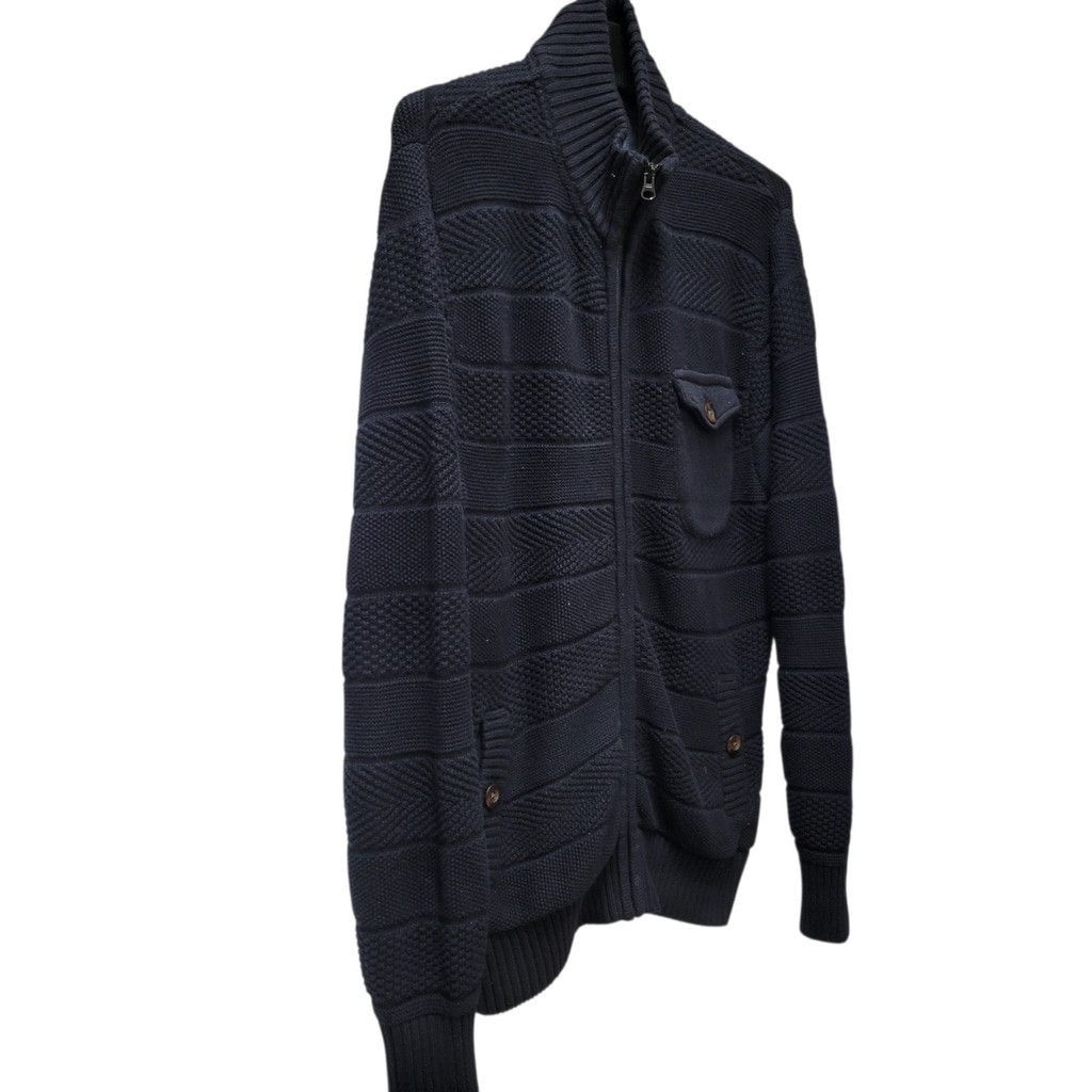 Vintage Vintage 1946 Men Navy Full-Zip Knit Washed & Beaten Cotton Size US M / EU 48-50 / 2 - 3 Thumbnail