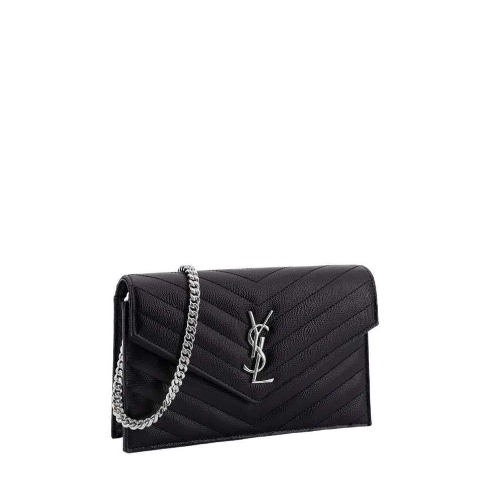 Saint Laurent Paris Saint Laurent Cassandre Envelope Black/Silver Leather Chain Size ONE SIZE - 3 Thumbnail