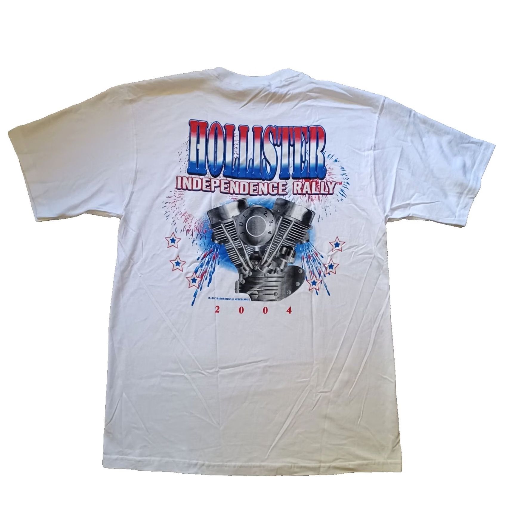 Fruit Of The Loom Hollister Independence Rally Shirt Large White Motorcycle Engine Graphic Mens Size US L / EU 52-54 / 3 - 2 Thumbnail