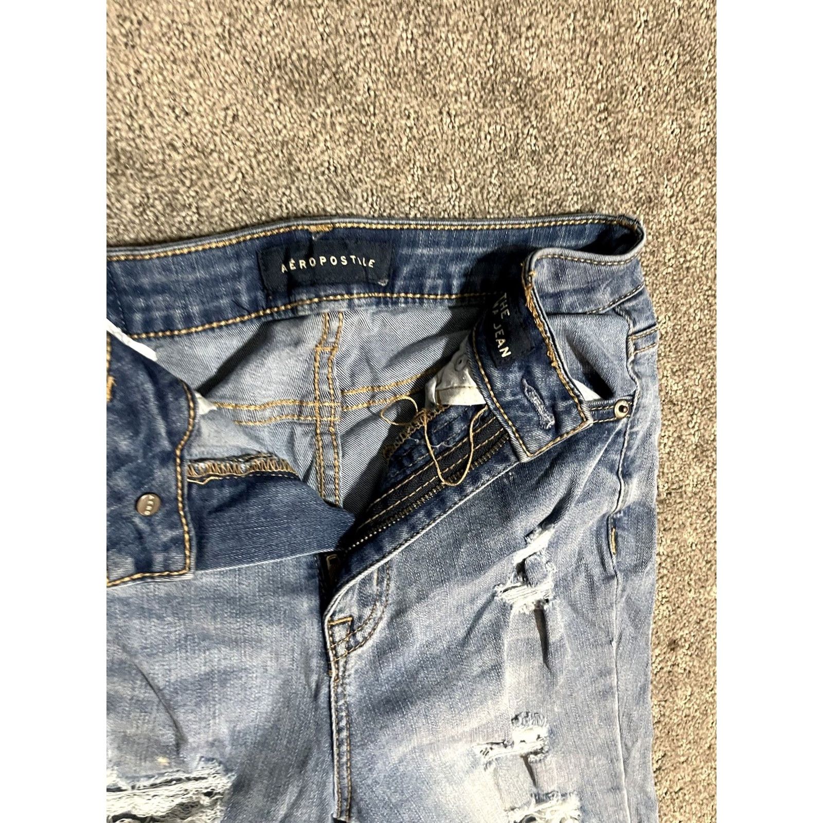 Vintage Aéropostale The Norma Jean Jeans Women's 0 Blue Distressed Medium Wash Denim Skinny High Rise 5-Pocket Size 25" / US 0 / IT 36 - 5 Thumbnail