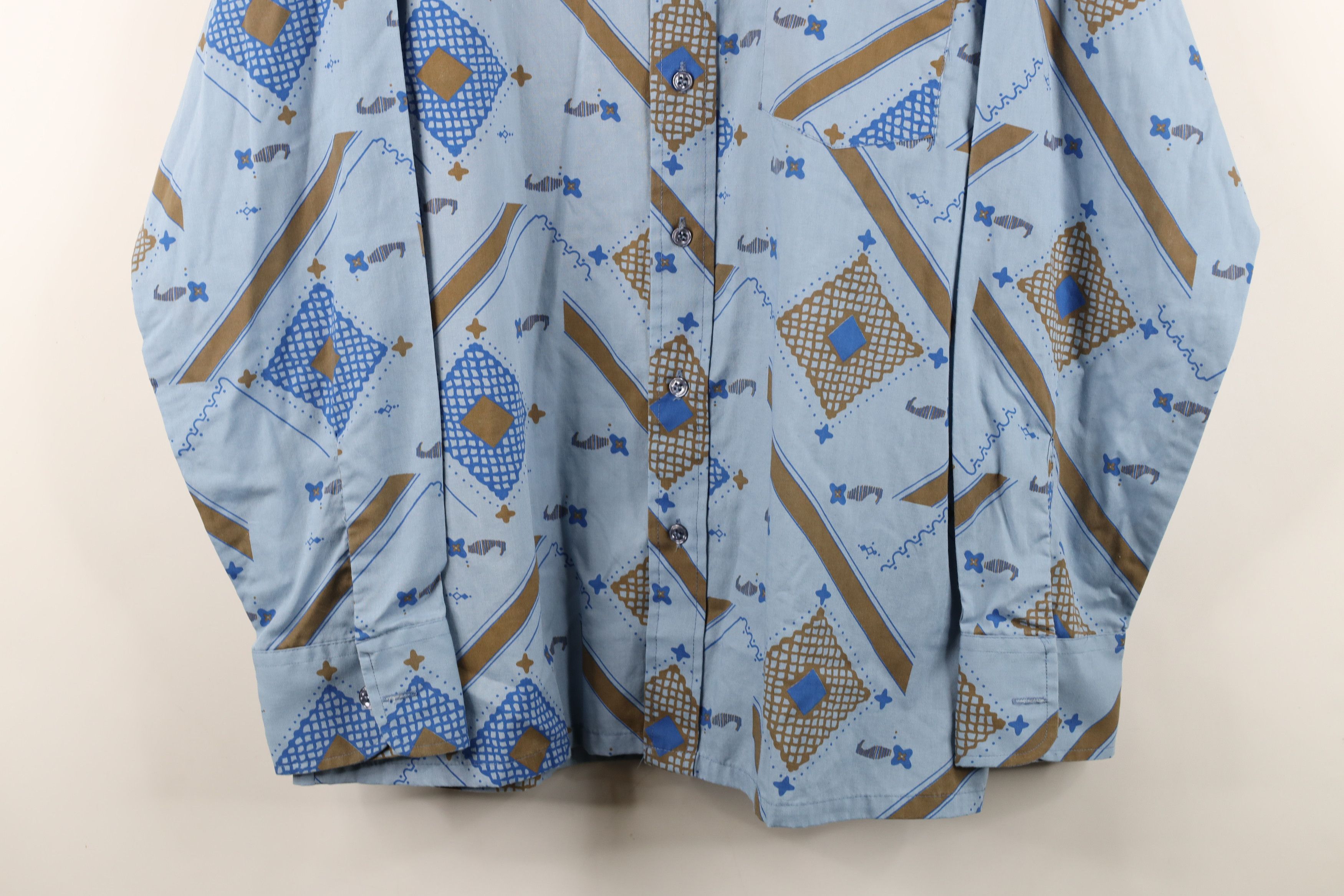 Vintage Vintage 70s Streetwear Geometric Disco Collared Button Shirt Size US L / EU 52-54 / 3 - 3 Thumbnail