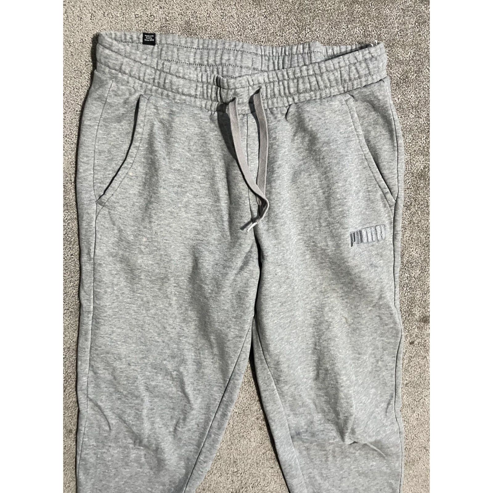 Puma Puma Cargo Sweatpants Men L Gray - 2 Pockets Logo Sweatpants Activewear Drawstring Pockets | Puma Pants Men Large Gray Size US 33 - 2 Thumbnail