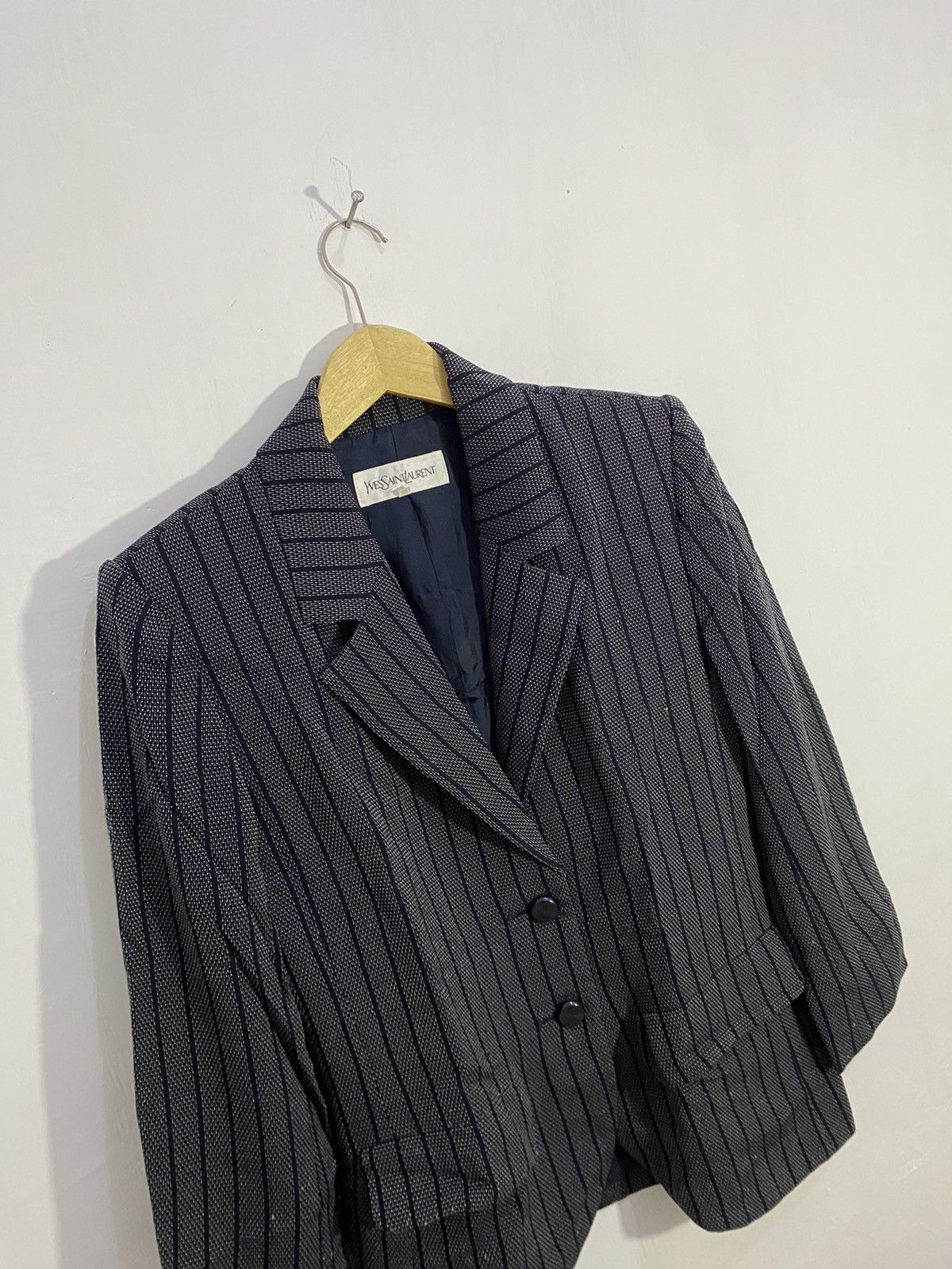 Saint Laurent Paris 💥Grey Stripe💥Yves Saint Laurent Blazer Size M / US 6-8 / IT 42-44 - 3 Thumbnail