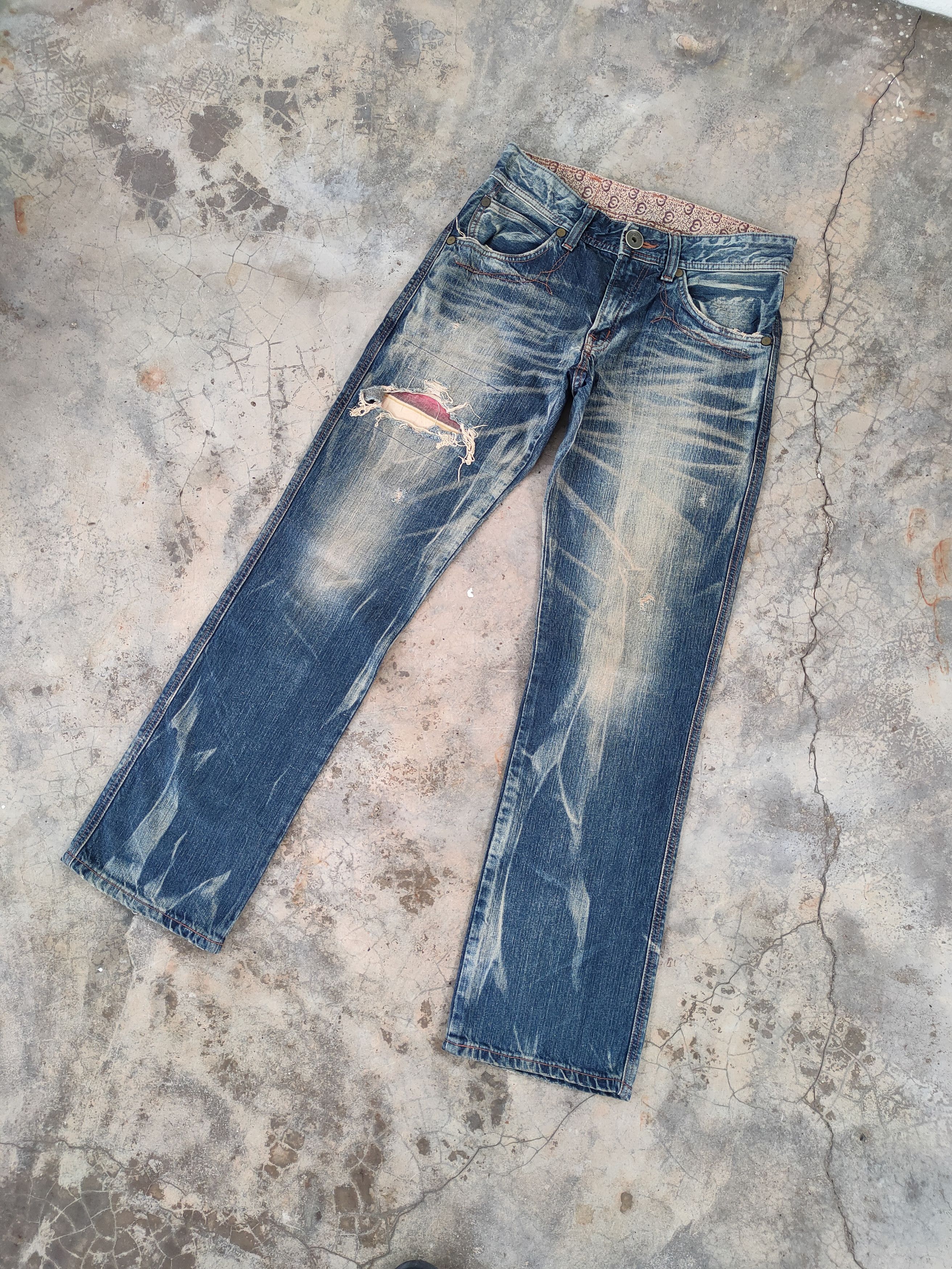 Edwin W32 VINTAGE EDWIN STORM WING FADED RIPPED JEANS PANTS Size US 32 / EU 48 - 2 Thumbnail