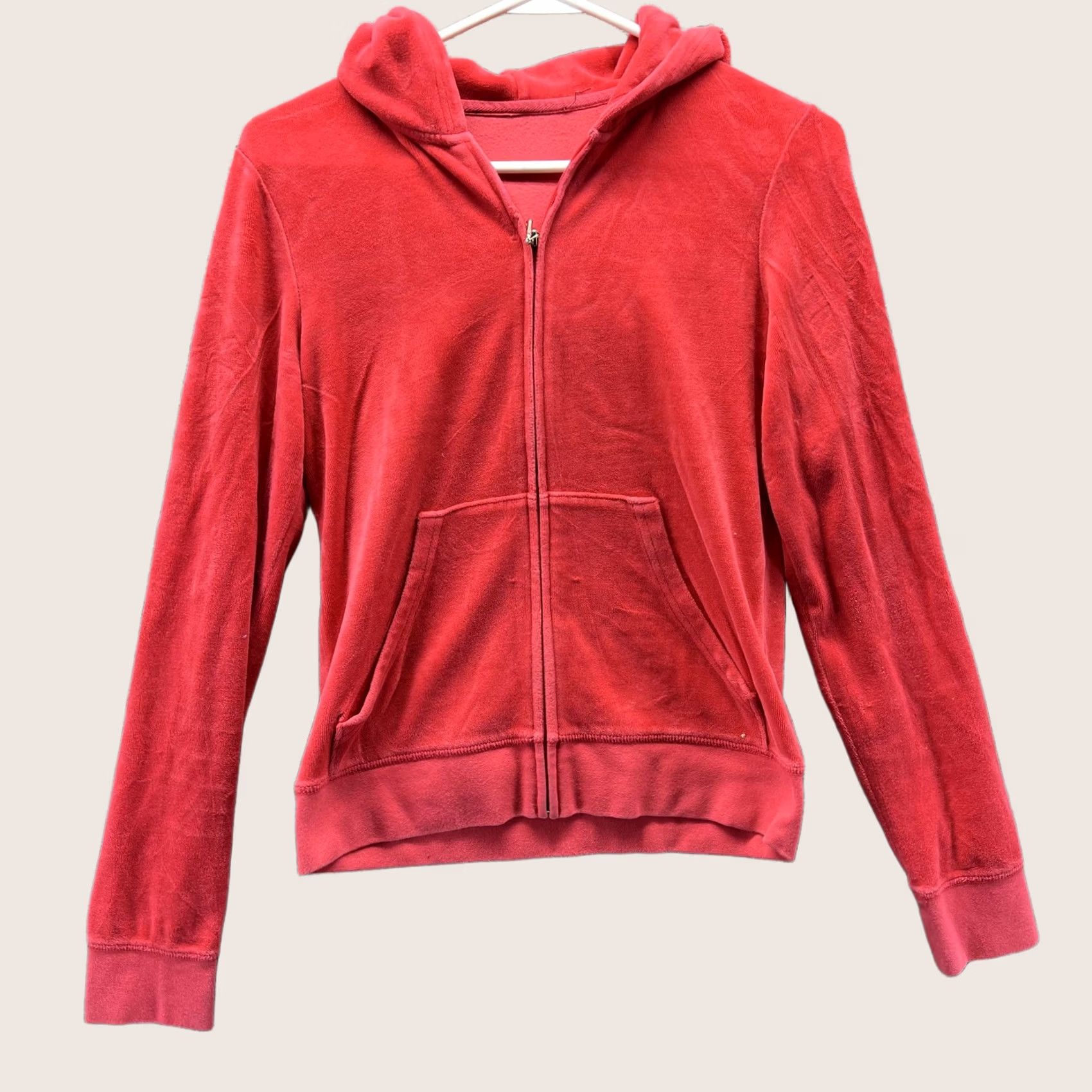Juicy Couture Juicy Couture Hoodie Womens XS Red Velour Glamorous Logo Full Zip Sweatshirt Size XS / US 0-2 / IT 36-38 - 1 Thumbnail